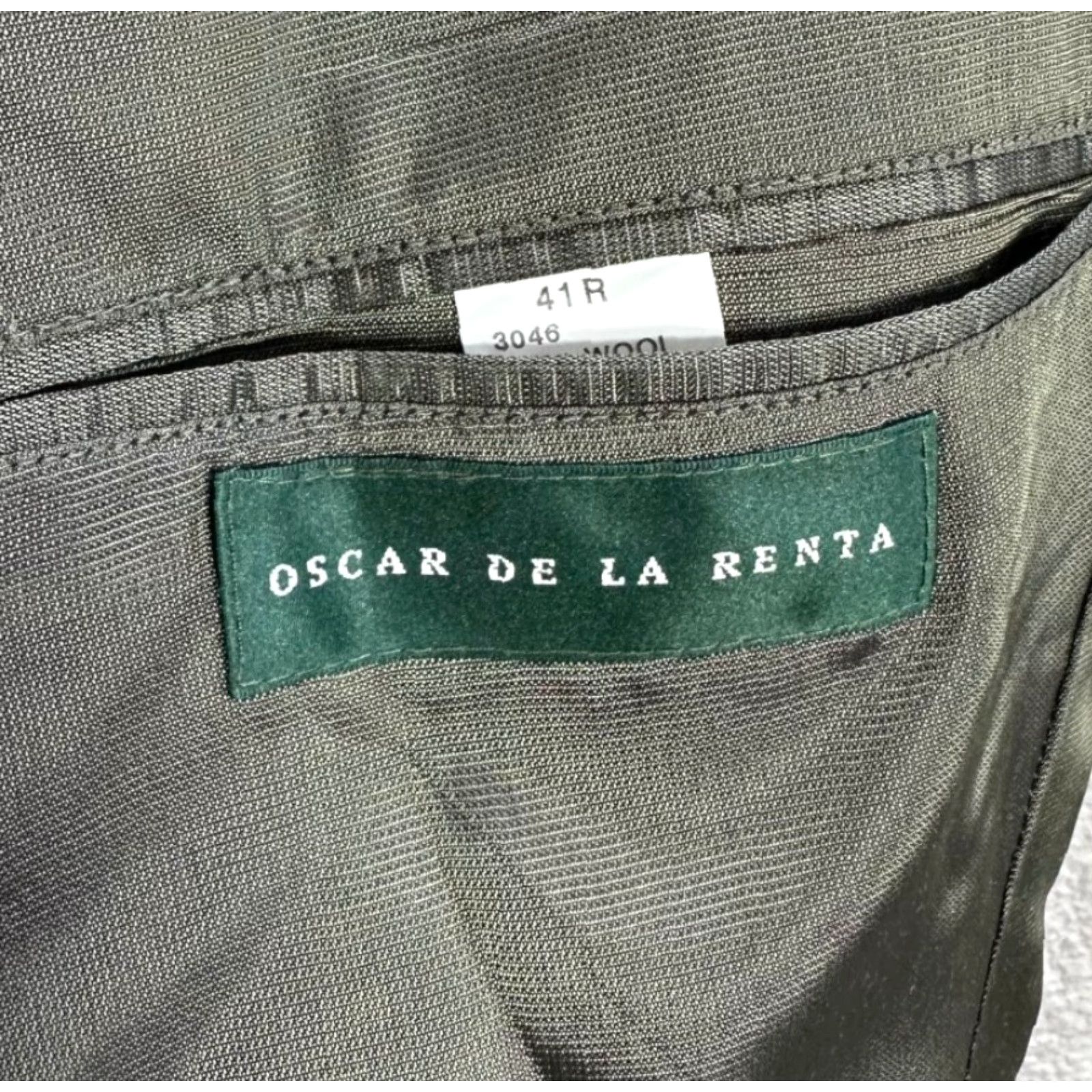 Oscar De La Renta VINTAGE Oscar de la Renta Blazer Jacket Mens Green 41R Single Breasted Cashmere Wool Nylon Three-Button Wool Blazer Mens Size 42R - 3 Thumbnail