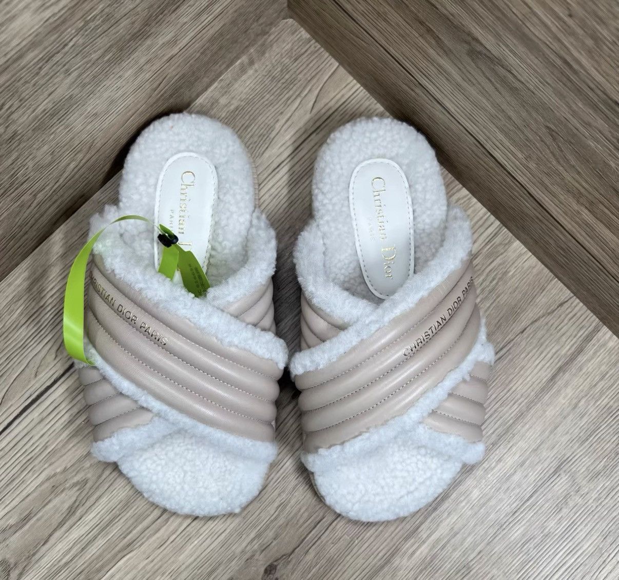 Dior Dior D-Cross Nude Pink Teddy Slippers J41 Size US 5 / IT 35 - 2 Thumbnail
