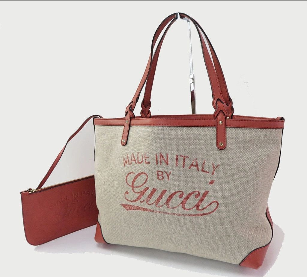 Gucci Women's Gucci Tote Bag Large Beige and Red Size ONE SIZE - 1 Thumbnail