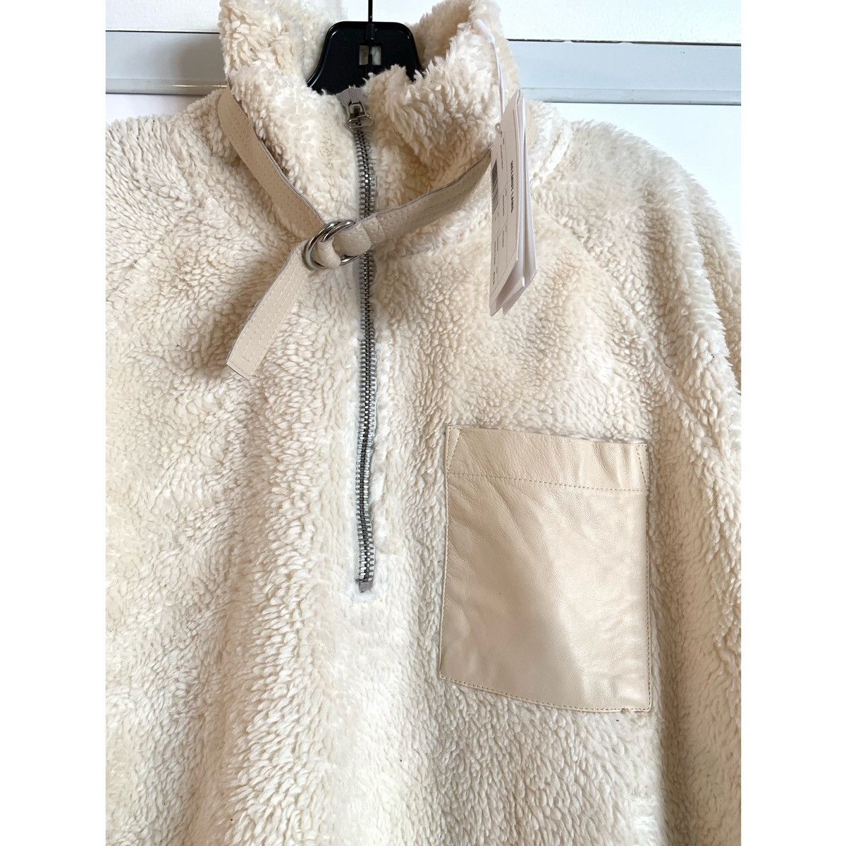 Helmut Lang HELMUT LANG SHAGGY FLEECE/LEATHER PULLOVER Size US XL / EU 56 / 4 - 10 Thumbnail