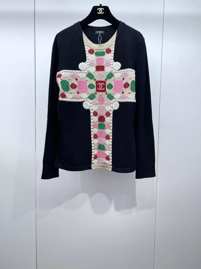 Chanel Chanel Knitted sweater with colorful gem pattern Size S / US 4 / IT 40 - 1 Thumbnail