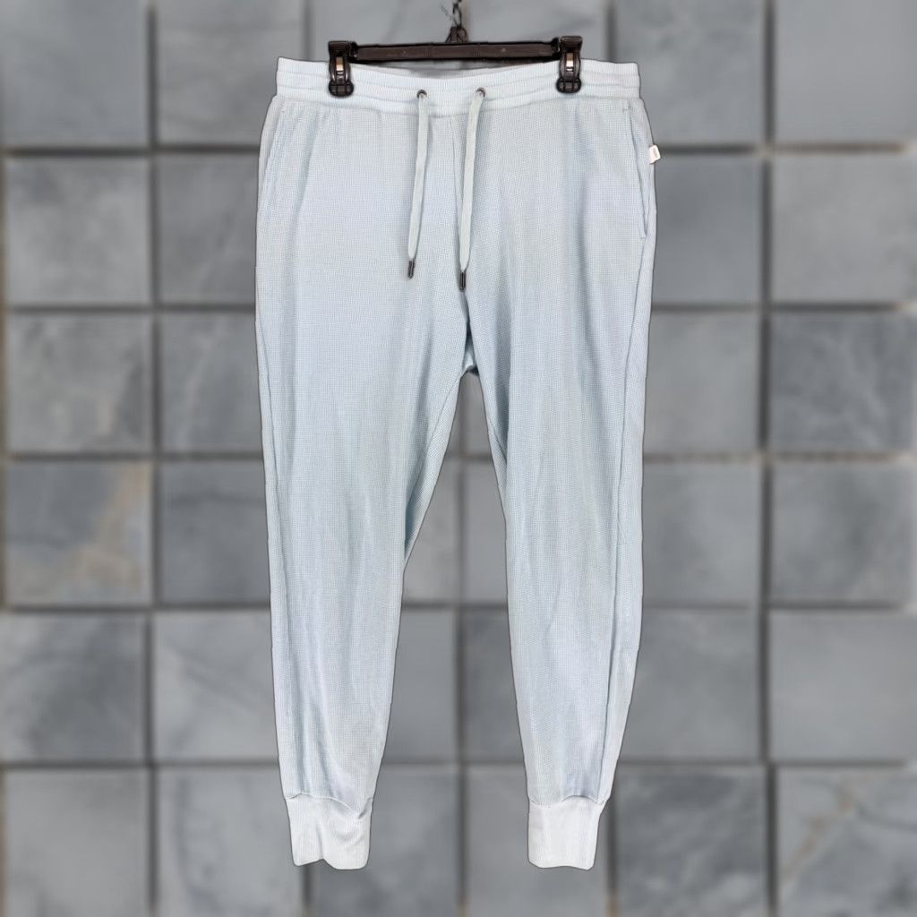Onia Onia Jogger Pants Light Blue Waffle Knit Cotton-Polyester Large L Pockets Regular Mens Capable of Casual, Activewear, Loungewear, All Season Size US 33 - 1 Thumbnail
