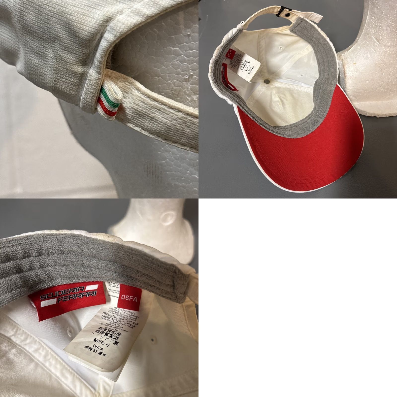 Ferrari VINTAGE Ferrari Hat Cap Scuderia Ferrari Formula 1 F1 Quilted Logo White OSFA Mens Size ONE SIZE - 8 Thumbnail