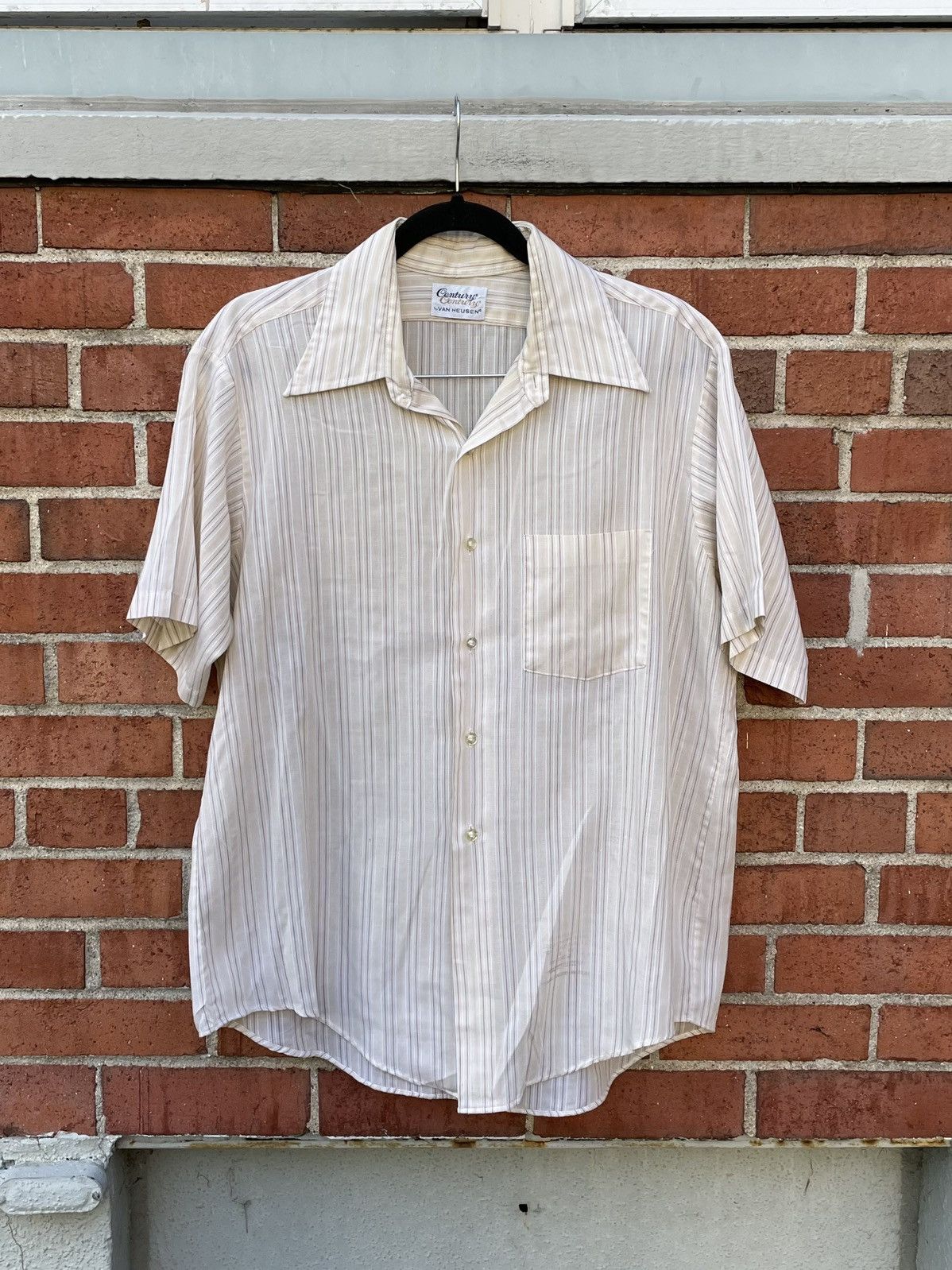 Van Heusen Vintage 1960s Shirt M 16 Van Heusen Century Beige Striped Size US M / EU 48-50 / 2 - 1 Thumbnail