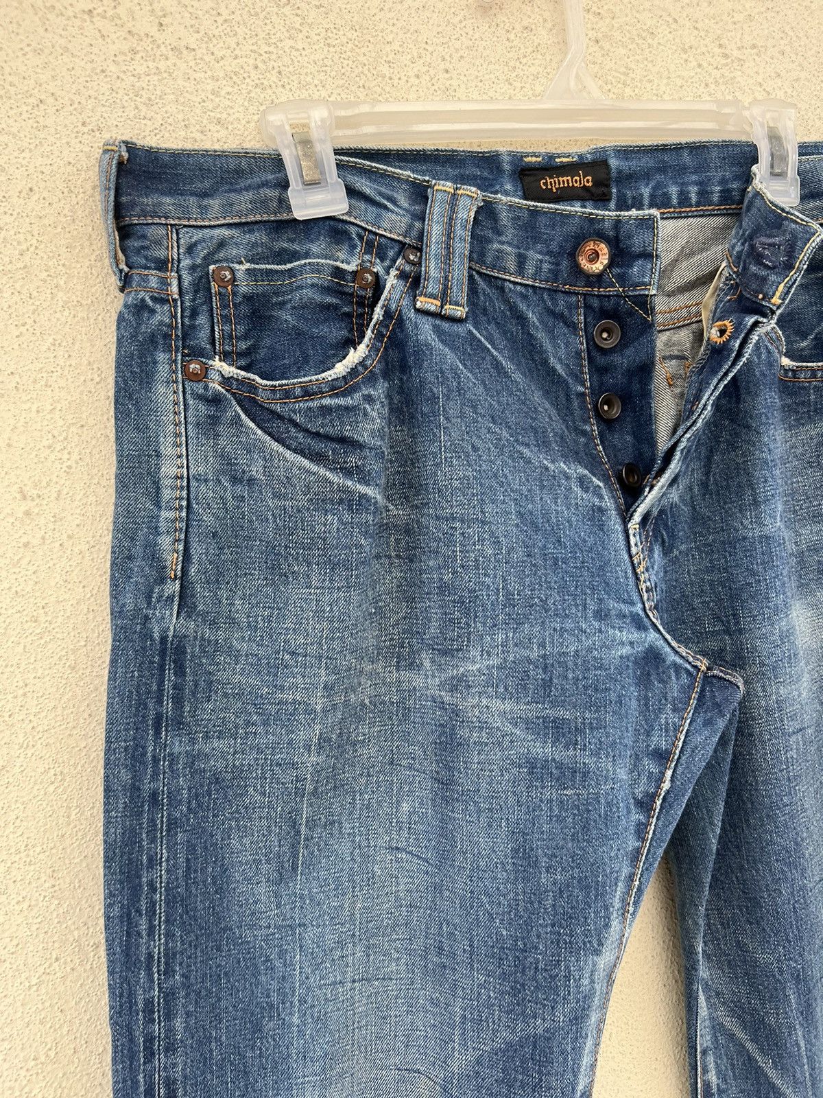 Chimala Chimala Japan Distressed Fade Denim Selvedge Jeans Size US 32 / EU 48 - 7 Thumbnail