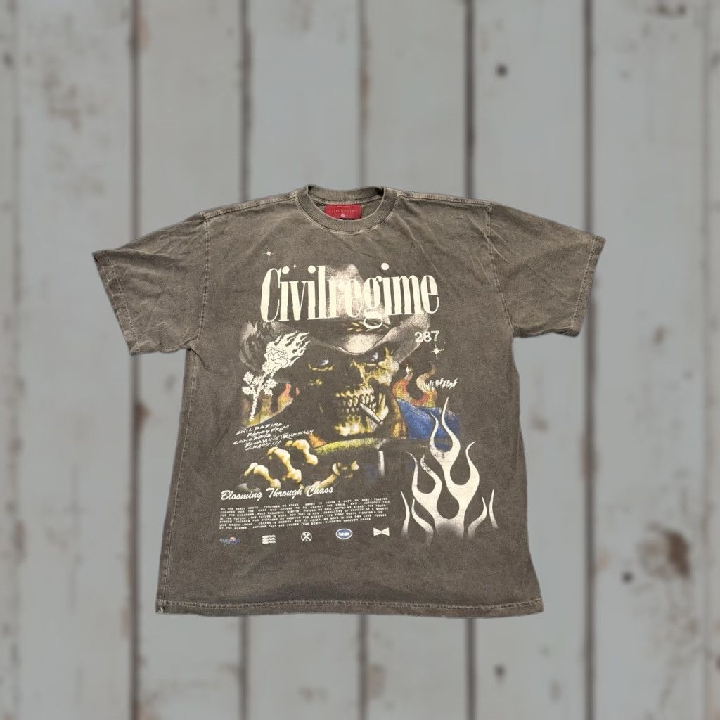 Vintage Civil Regime T-Shirt Oversize XL Black Cotton Graphic Print Crew Neck Short Sleeve Distressed Men Regul ar Size US XL / EU 56 / 4 - 1 Thumbnail