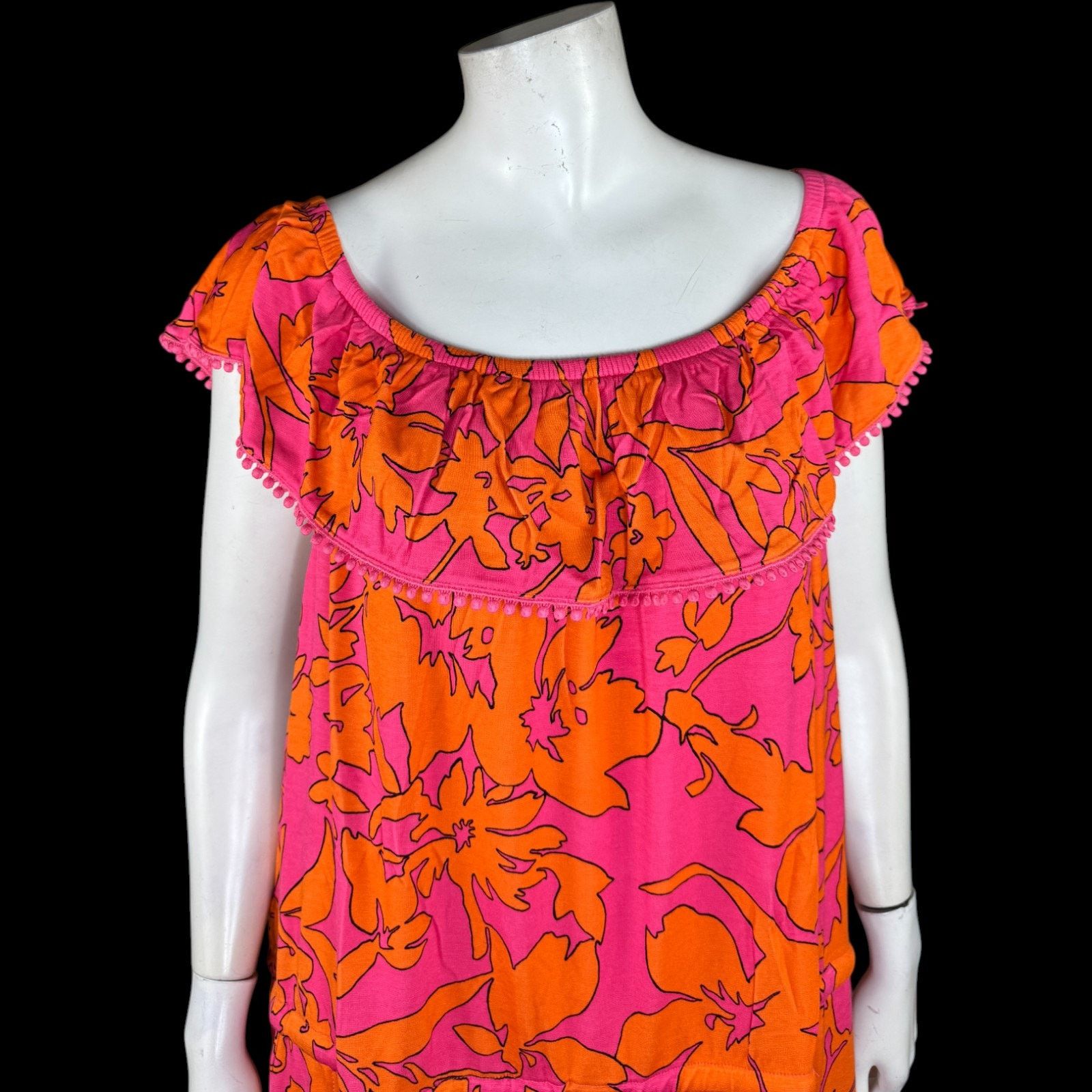 Isaac Mizrahi Isaac Mizrahi Live! Printed Off the Shoulder Dress Pink 2X Size XXL / US 16-18 / IT 52-54 - 3 Thumbnail