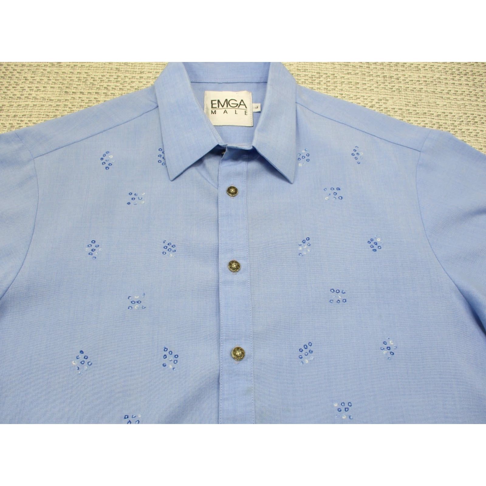 Vintage VINTAGE EMGA Polo Shirt Men Large L Short Sleeve Blue Cotton 70s 80s 90s Retro Dad Golf Baseball Style Size US L / EU 52-54 / 3 - 4 Thumbnail