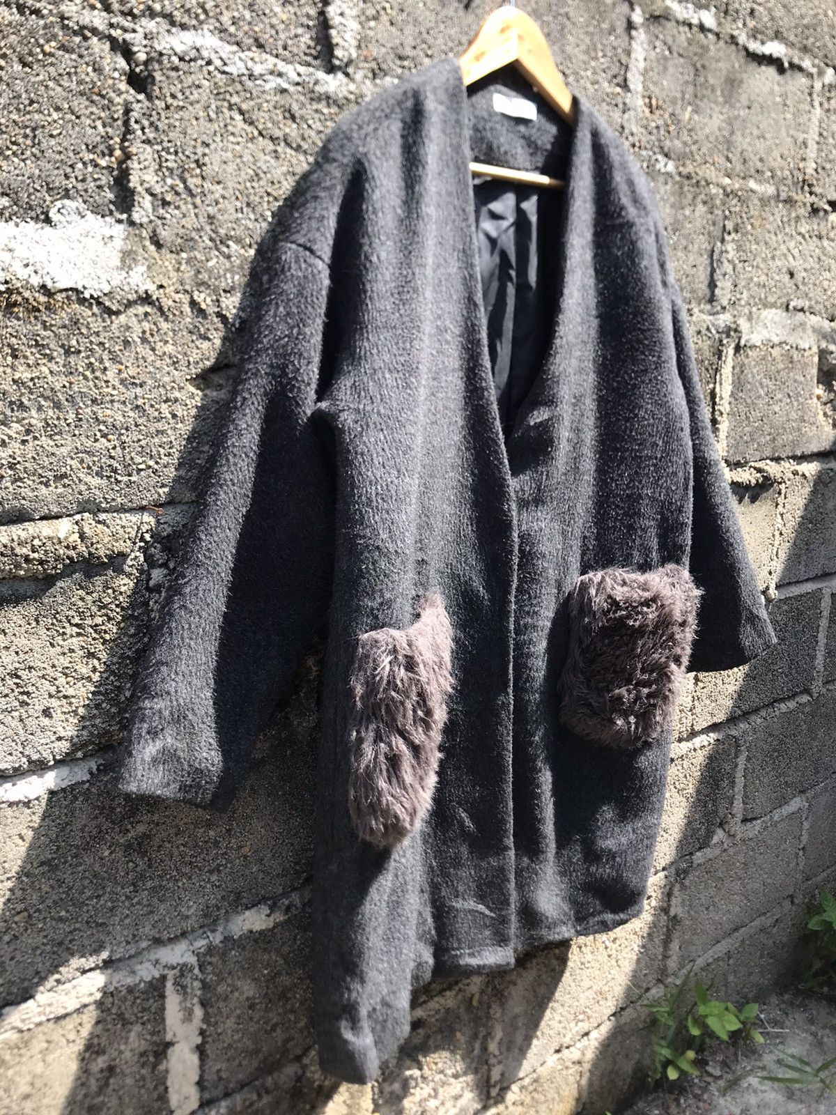 Japanese Brand × Other × Vintage Futisr Land Grey Wool Long Coat Faux Fur Pocket Size M / US 6-8 / IT 42-44 - 2 Thumbnail