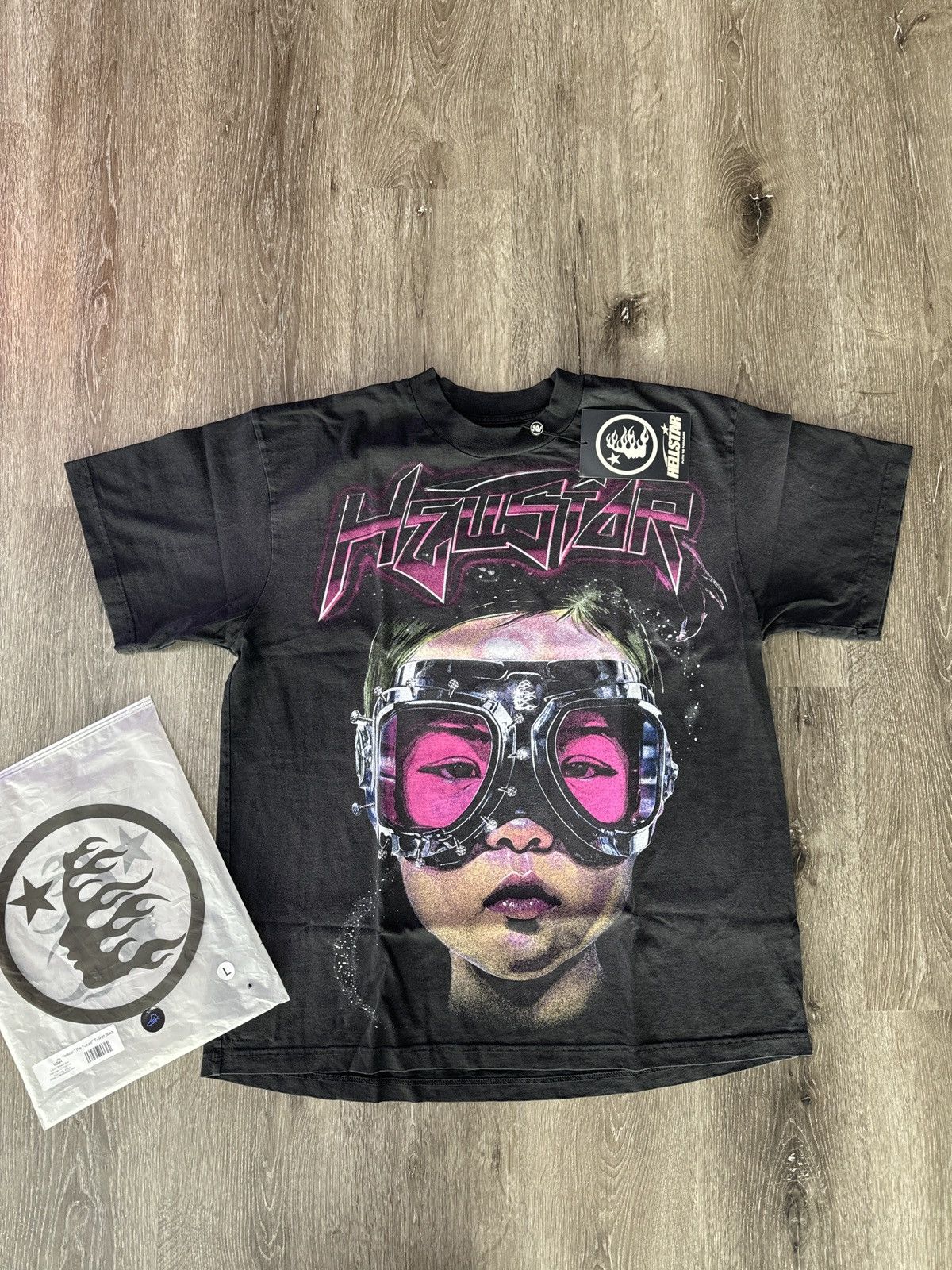 image of Hellstar “The Future” Tee in Black, Men's (Size Large)