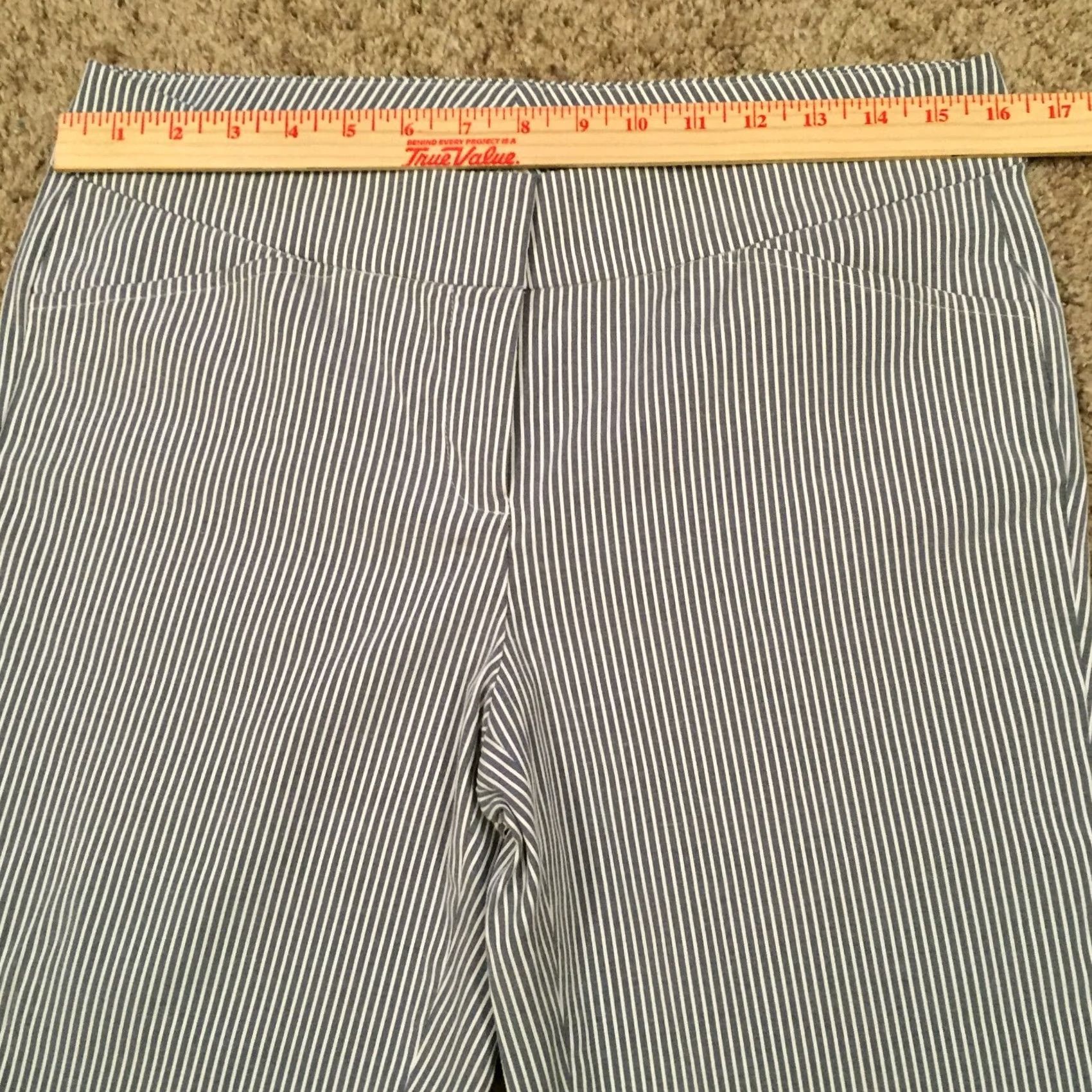 Vintage Blue White Striped Ankle Pants - 6 Size Womens Business Size 28" / US 6 / IT 42 - 2 Thumbnail
