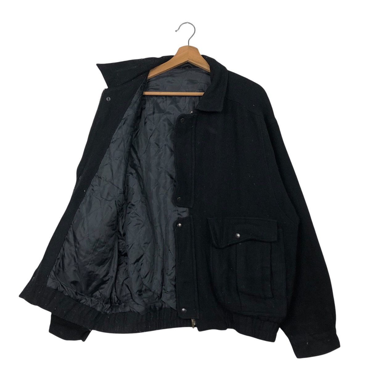 Japanese Brand Rich Black Vintage Wool Bomber Jacket Unbrandd Issey Miyake Size US L / EU 52-54 / 3 - 12 Thumbnail