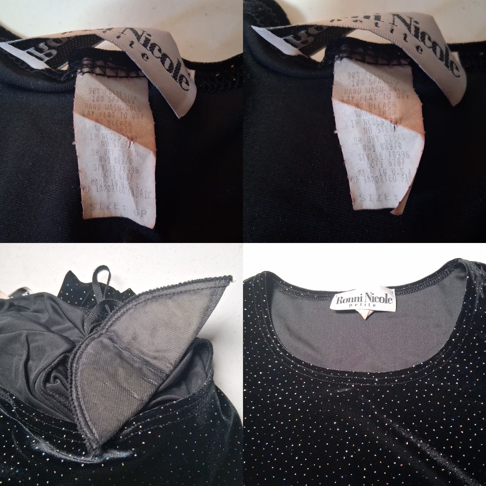 Velour VINTAGE Ronni Nicole Maxi Dress 6P Black Velour Rainbow Glitter Whimsical 90s Party Cocktail Wedding Womens Girls Size M / US 6-8 / IT 42-44 - 8 Thumbnail