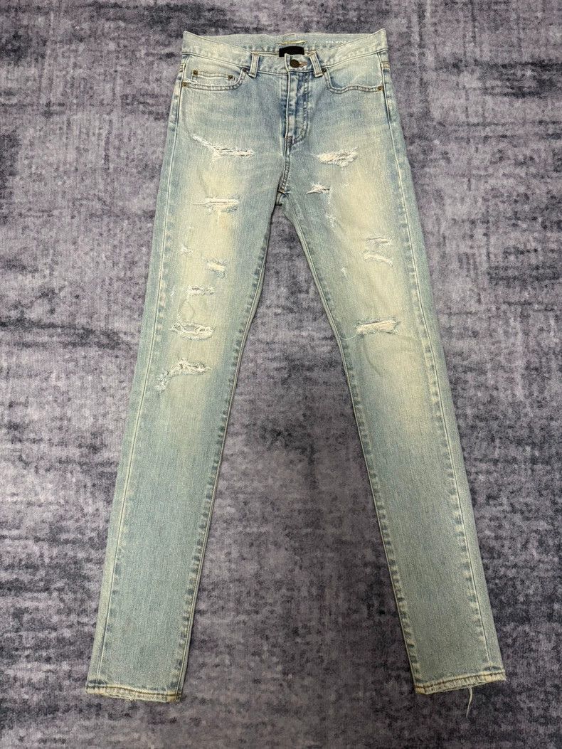 Saint Laurent Paris Saint Laurent Paris Saint Laurent Light Blue Distressed Je Size US 27 - 1 Thumbnail