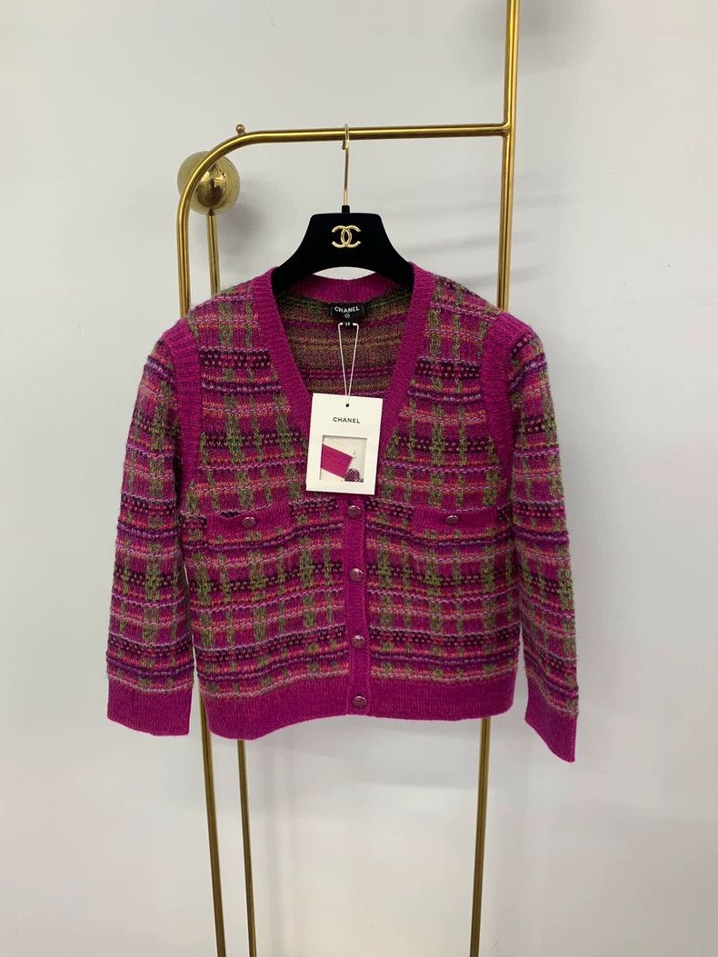 Chanel Chanel Pink Plaid Cashmere Cardigan - dmc Size US M / EU 48-50 / 2 - 1 Thumbnail
