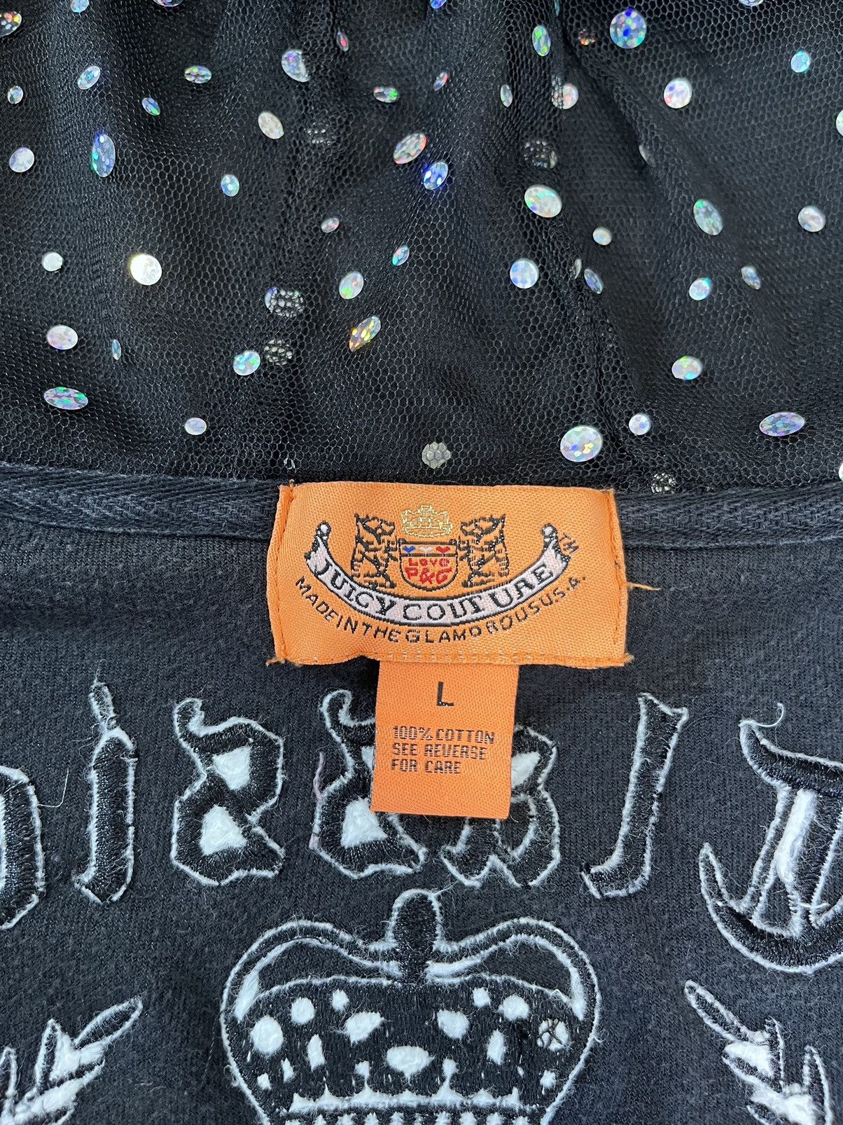 Juicy Couture Juicy Couture Women Zip Hoodie Velour Big Logo Black Size L Size L / US 10 / IT 46 - 9 Thumbnail