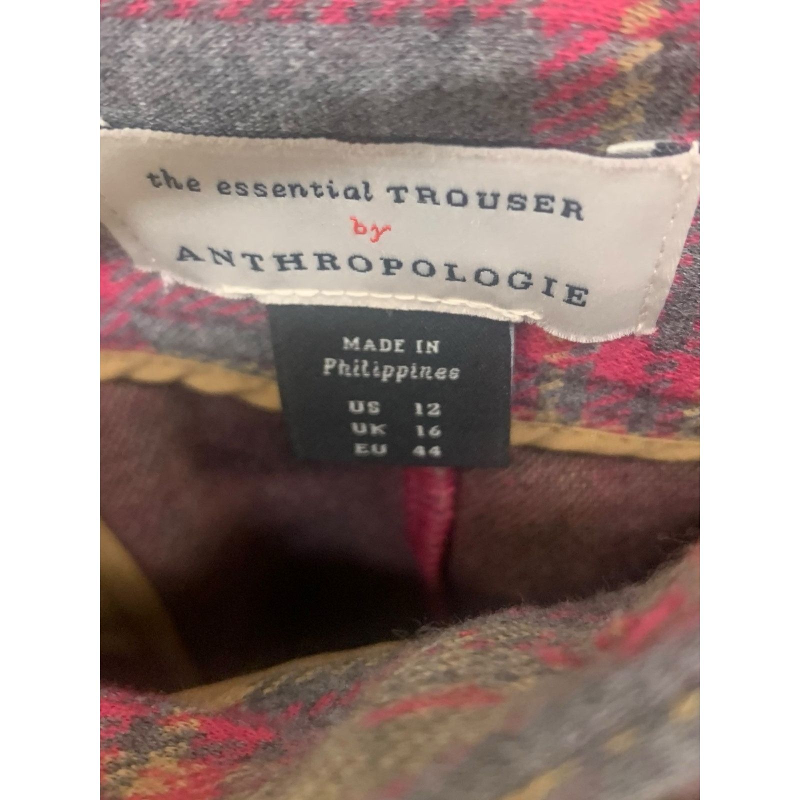 Anthropologie Anthropologie The Essential Trouser Rose Plaid Size 12 Size 34" / US 12 / IT 48 - 3 Thumbnail