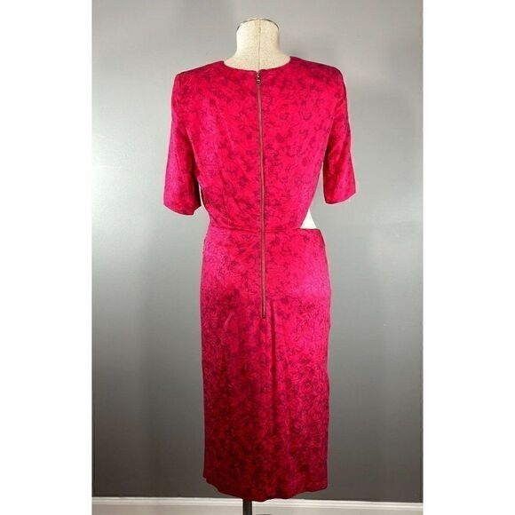 Alice + Olivia Alice + Olivia Stella Floral Jacquard Cutout Sheath Dress in Size L / US 10 / IT 46 - 4 Thumbnail