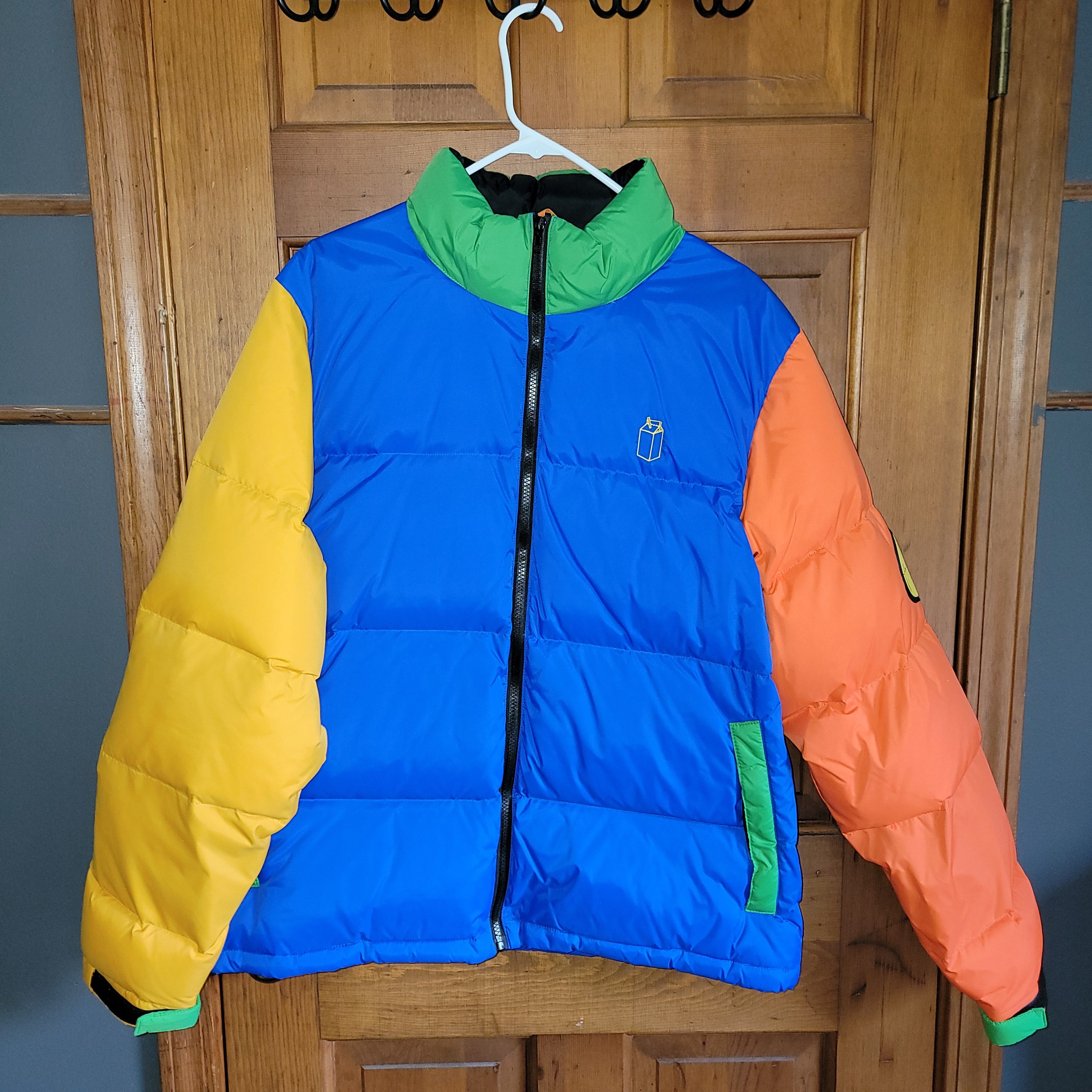 image of Lyrical Lemonade Puffer Coat in Blue/Yellow/Orange, Men's (Size XL)