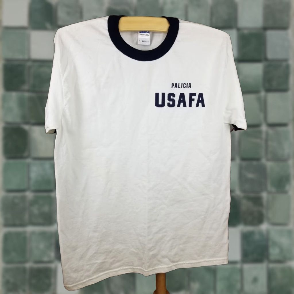 Vintage VINTAGE USAFA PALICIA WHITE RINGER T-SHIRT M Mens Short Sleeve Round Neck Cotton Jersey 20 inch 28 inch 90s 2000s Size US M / EU 48-50 / 2 - 1 Thumbnail