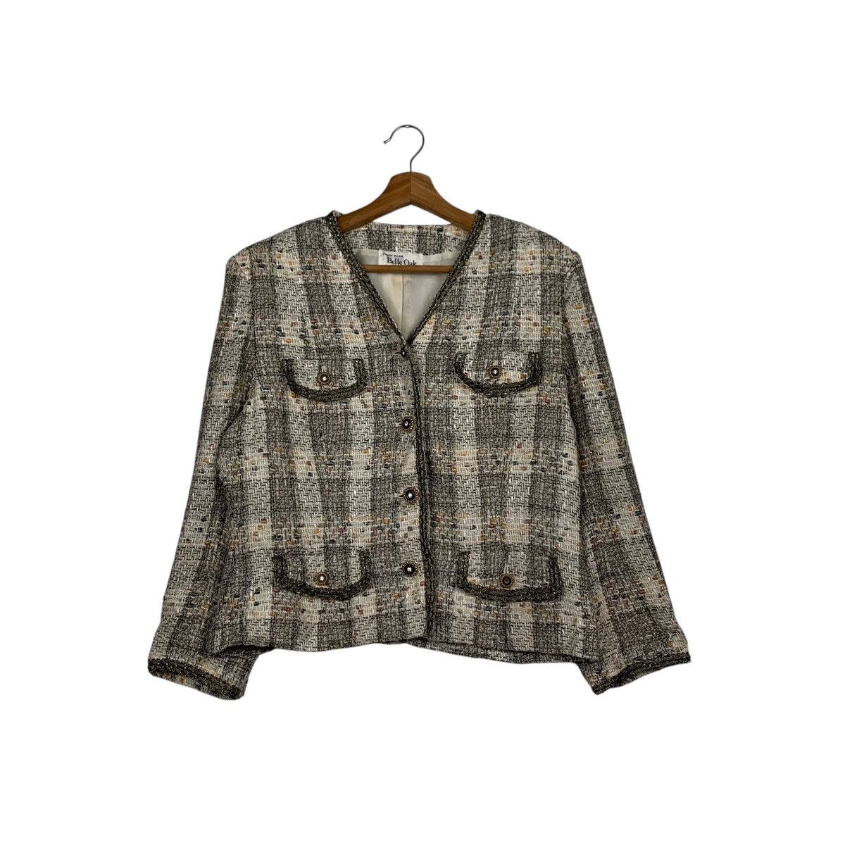 Japanese Brand BELLE OAK Linton Fabric Woven Wool Tweed Jacket #1731-C77 Size M / US 6-8 / IT 42-44 - 1 Thumbnail