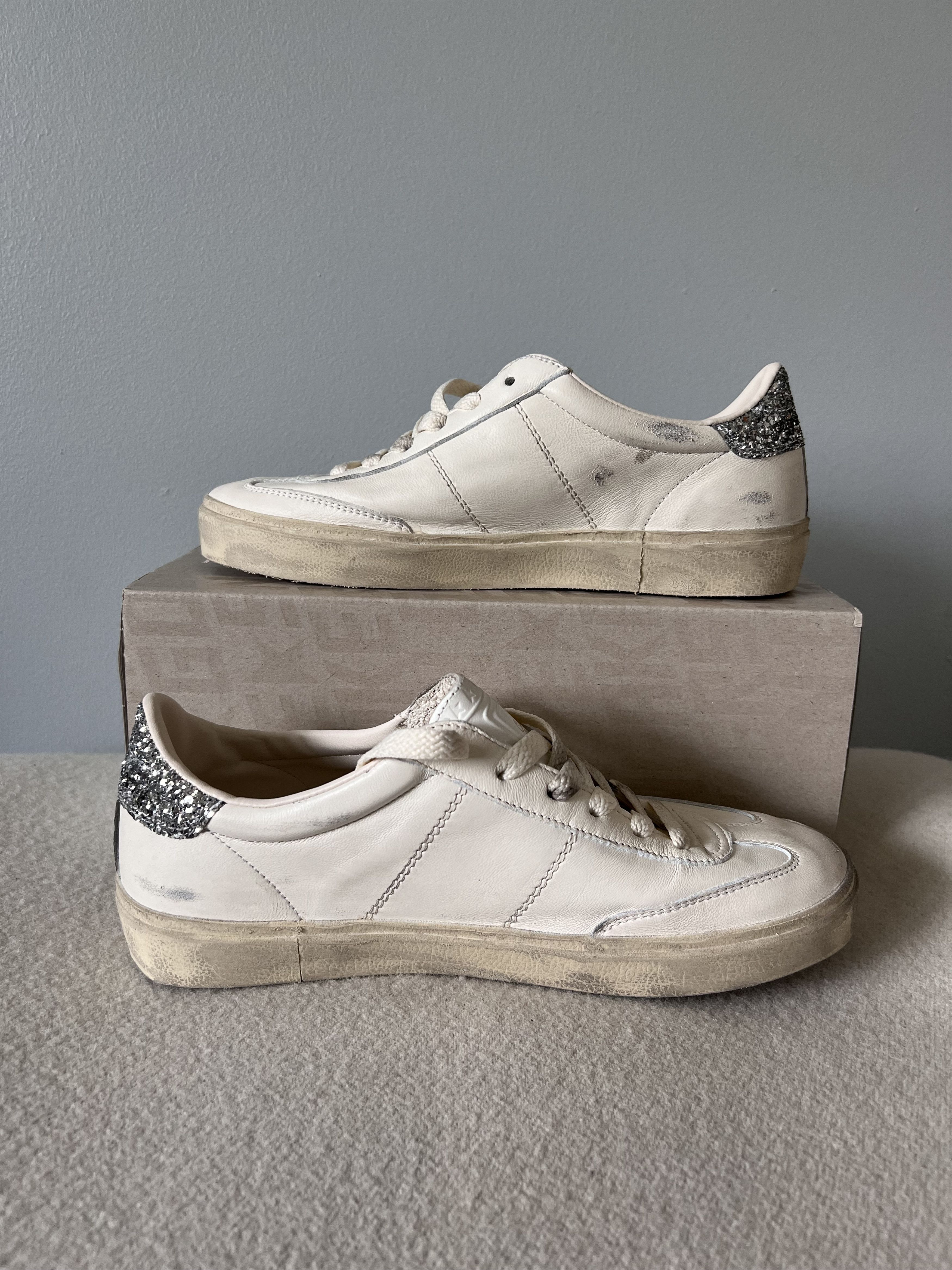 Golden Goose Golden Goose Leather Soul Star Sneakers in White Silver Size US 9 / IT 39 - 3 Thumbnail