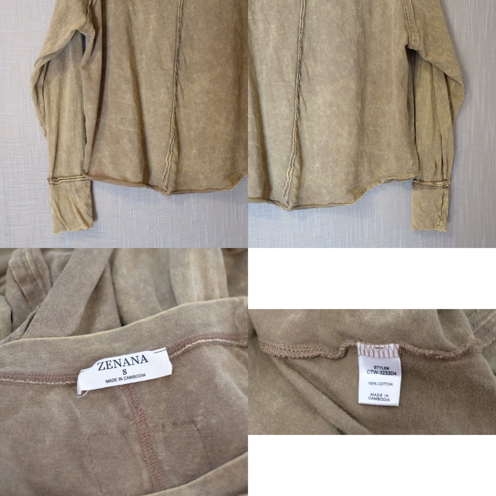 Vintage Zenana Oversized Top Brown Lightweight Thumbholes Women S #A16-2 Size S / US 4 / IT 40 - 8 Thumbnail