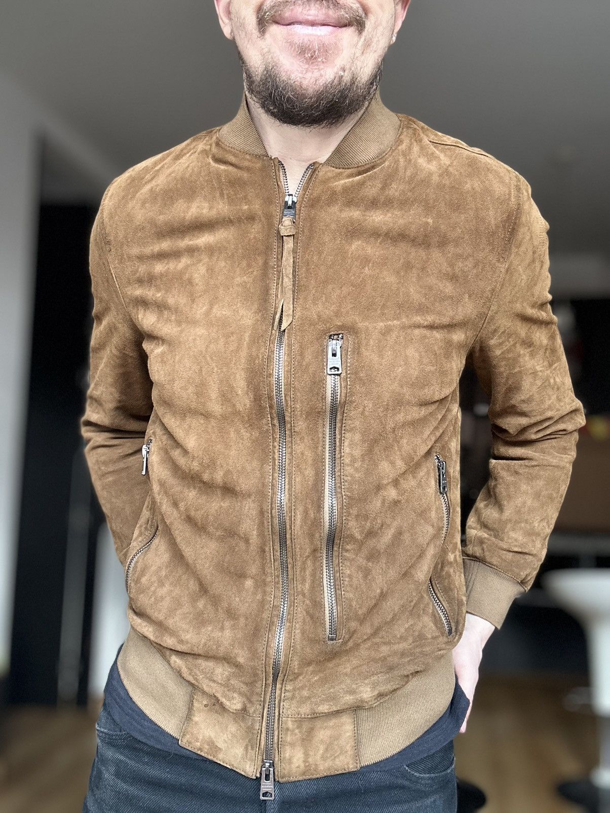 Allsaints All Saints Bergen Bomber suede leather brown Jacket S Size US S / EU 44-46 / 1 - 2 Thumbnail