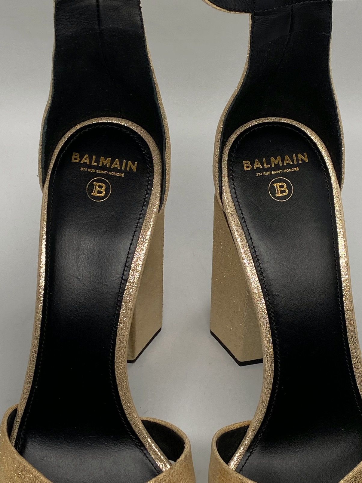 Balmain Balmain Ava Metallic Leather Platform Sandals size 39 Size US 9 / IT 39 - 9 Thumbnail