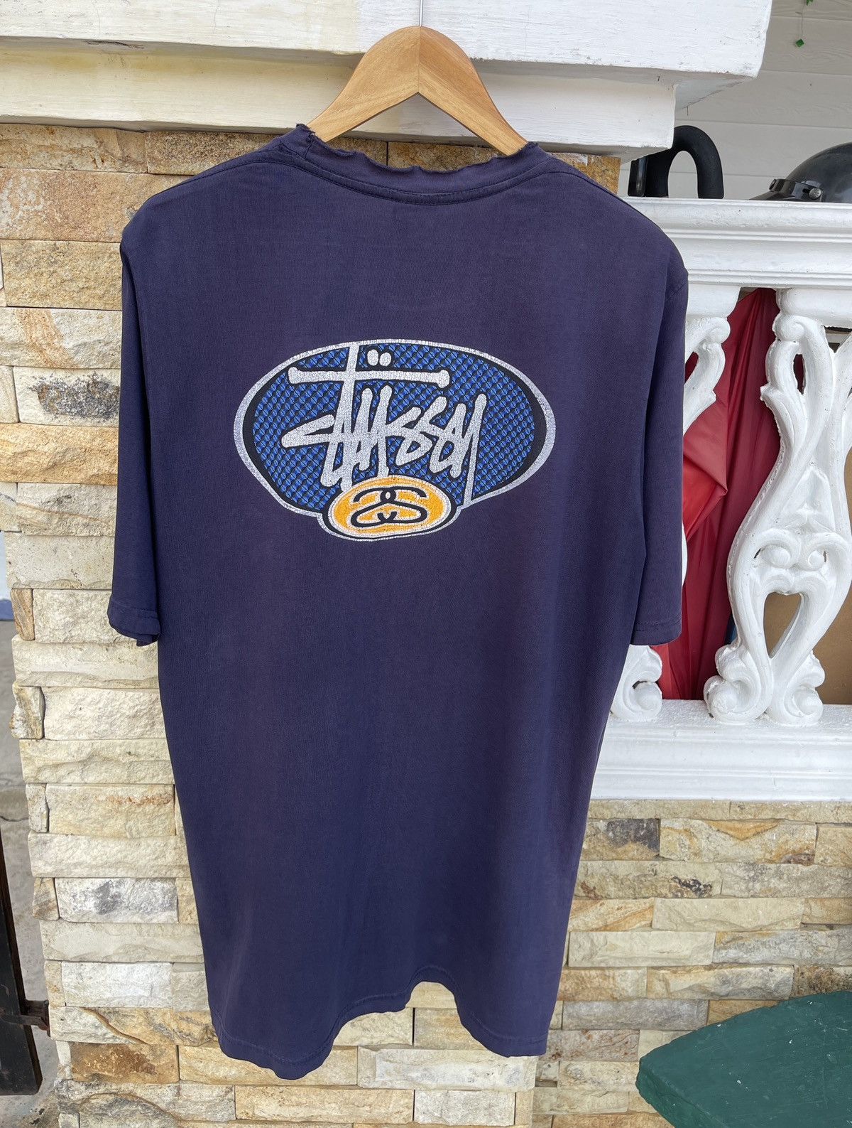 Stussy Vintage 90s Thrashed🔥STUSSY USA🔥Big Logo Sun Faded Tshirt Size US L / EU 52-54 / 3 - 2 Thumbnail