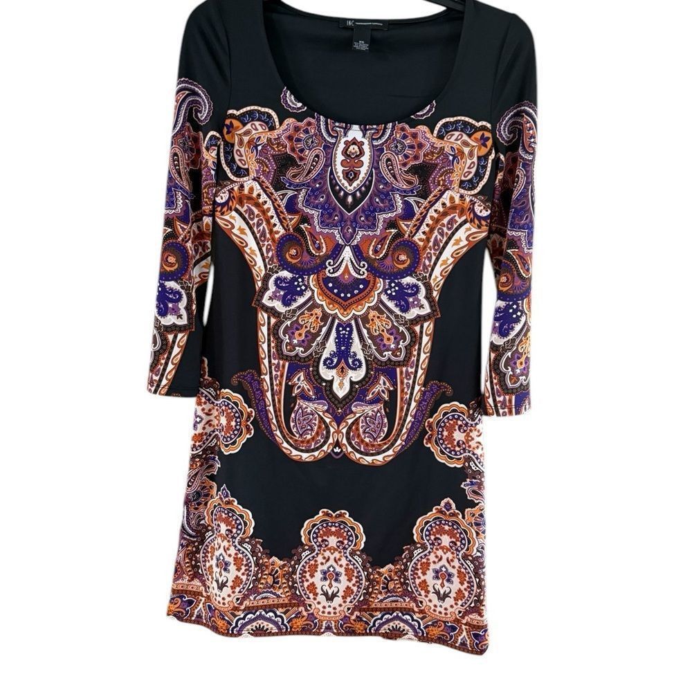 I.N.C INC International Concepts Black and Multicolor Mini Dress Size XS / US 0-2 / IT 36-38 - 1 Thumbnail