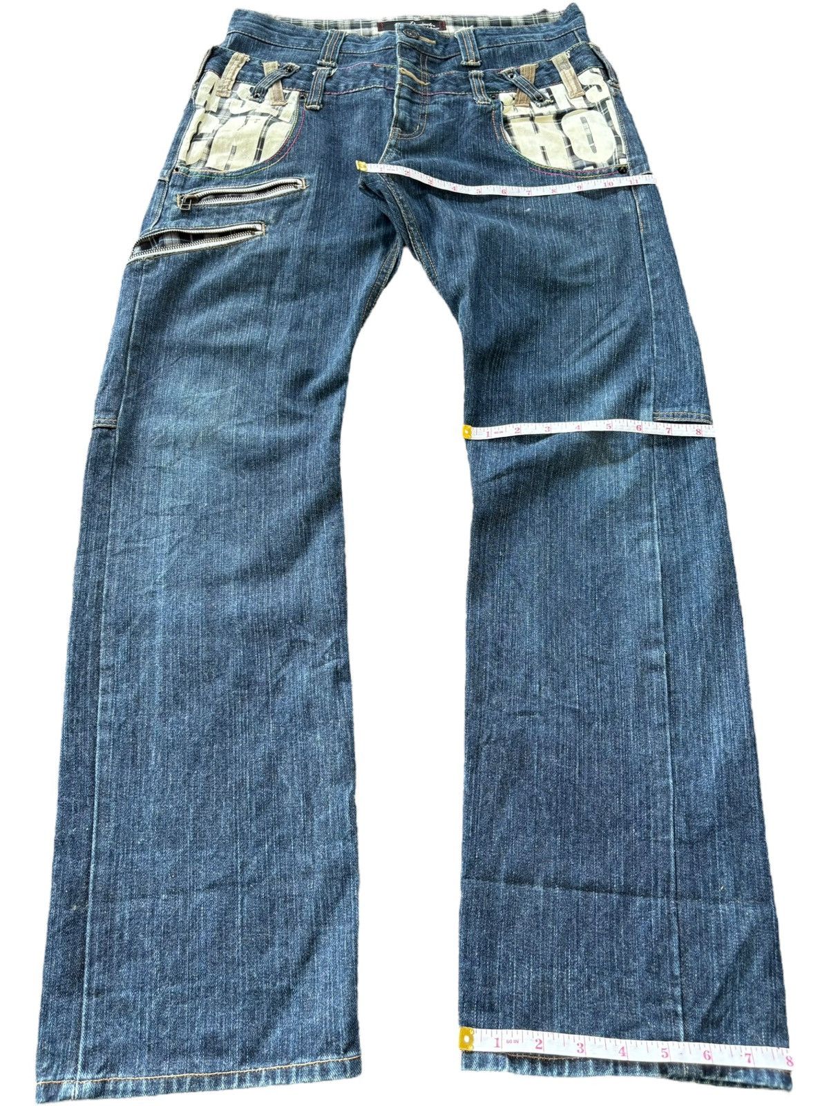 Japanese Brand VTG Y2K Dominate Double Waist Raw Denim Loose Jeans Size US 31 - 12 Thumbnail