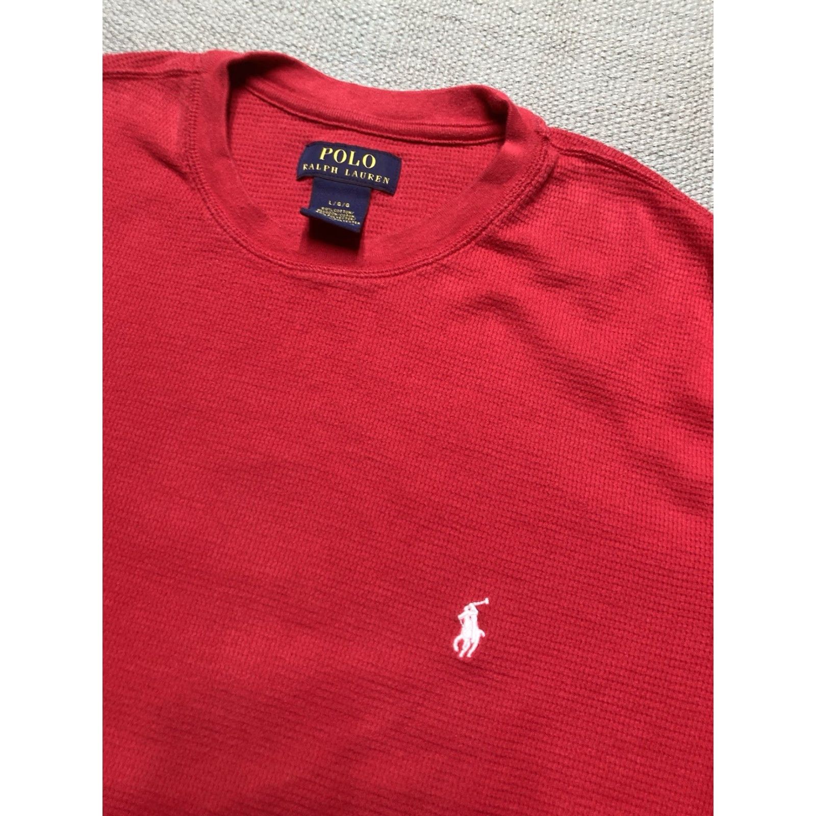 Ralph Lauren VINTAGE Polo Ralph Lauren waffle knit thermal shirt crimson red base layer men’s large Size US L / EU 52-54 / 3 - 3 Thumbnail
