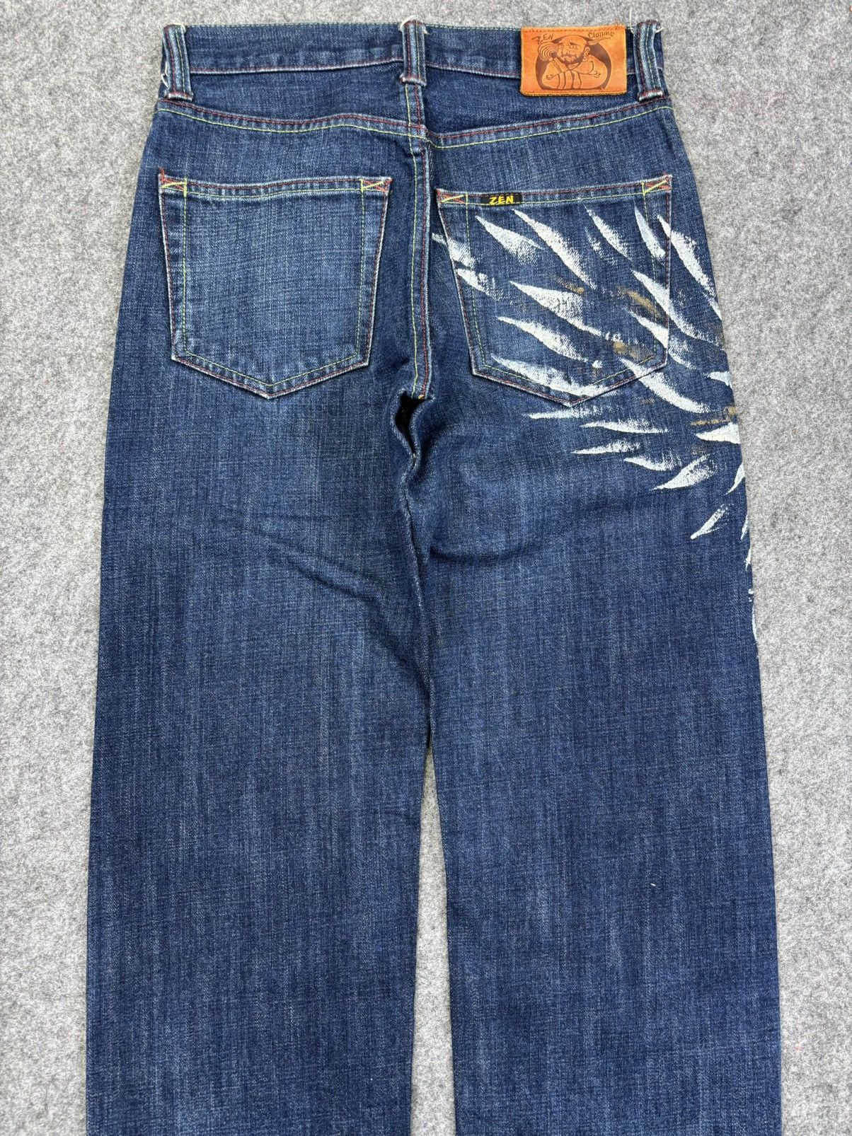 Japanese Brand 💥Artisanal💥Zen Clothing Flying Pheonix Mural Denim F706 Size US 27 - 15 Thumbnail
