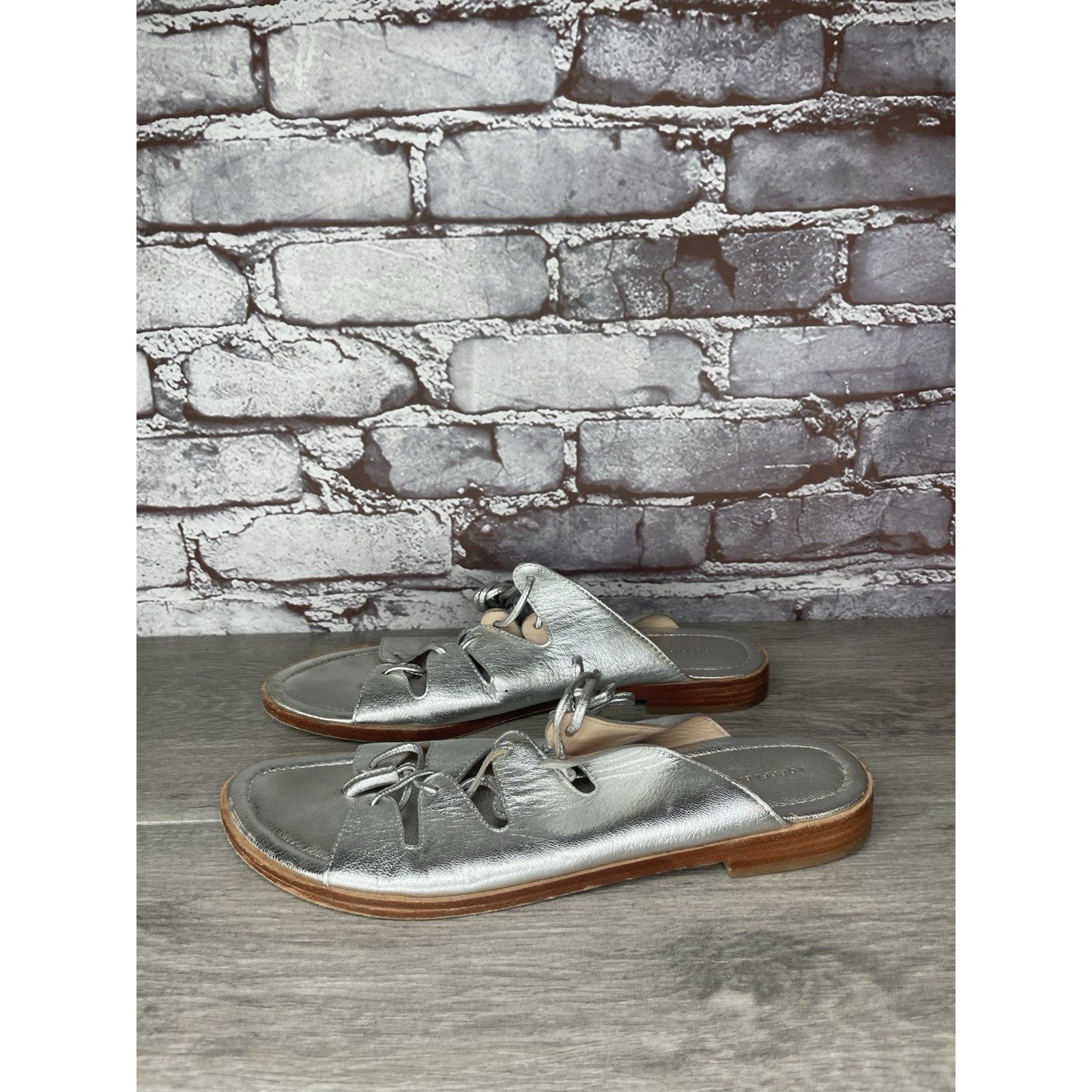 Loeffler Randall Loeffler Randall Kira GT Silver Metallic Thong Sandals Women Size US 9.5 / IT 39.5 - 20 Thumbnail