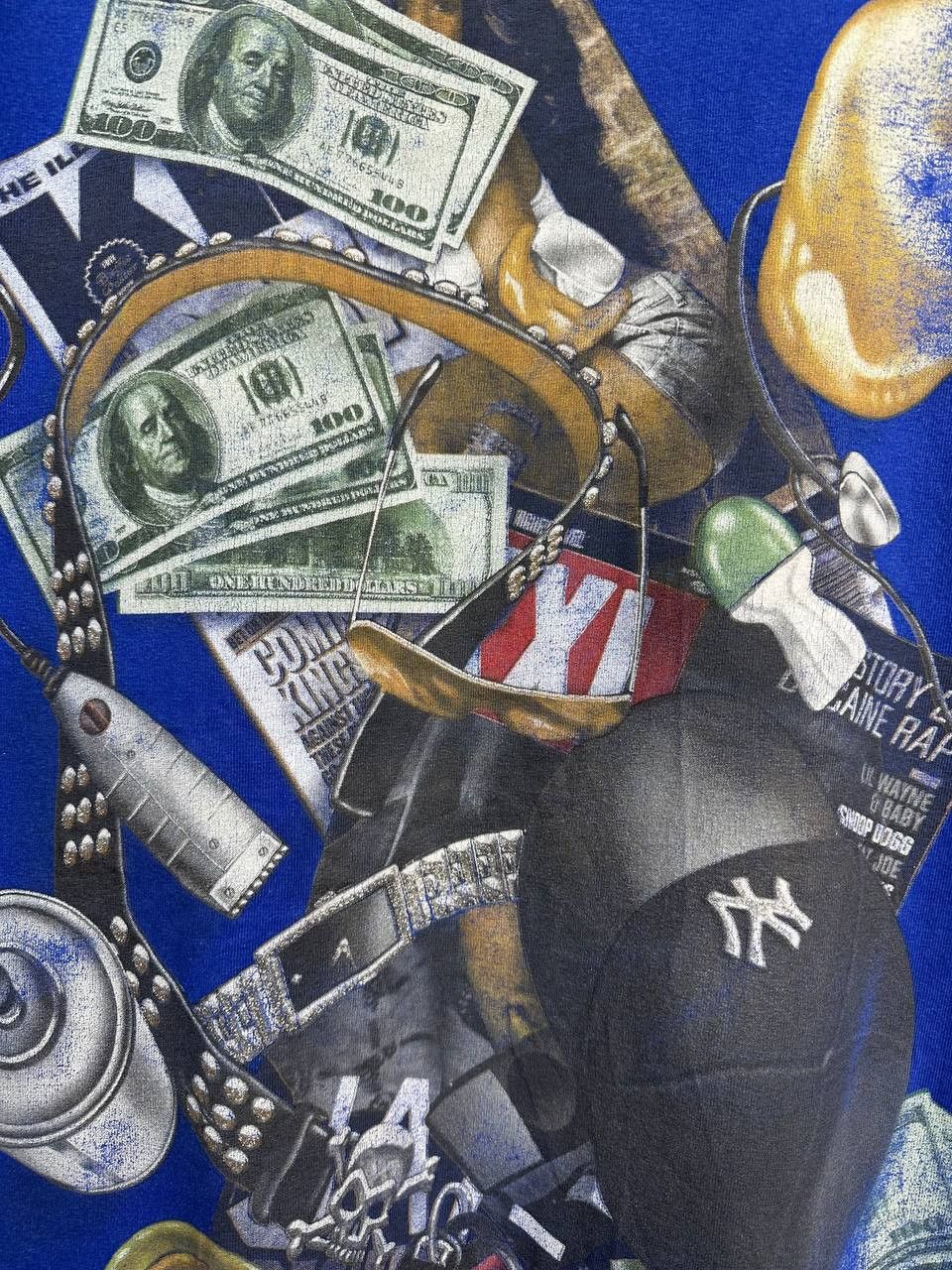 Vintage GiveMeFace Graphic Hip-Hop Money Collage 100% Cotton T-Shirt Size US XL / EU 56 / 4 - 8 Thumbnail