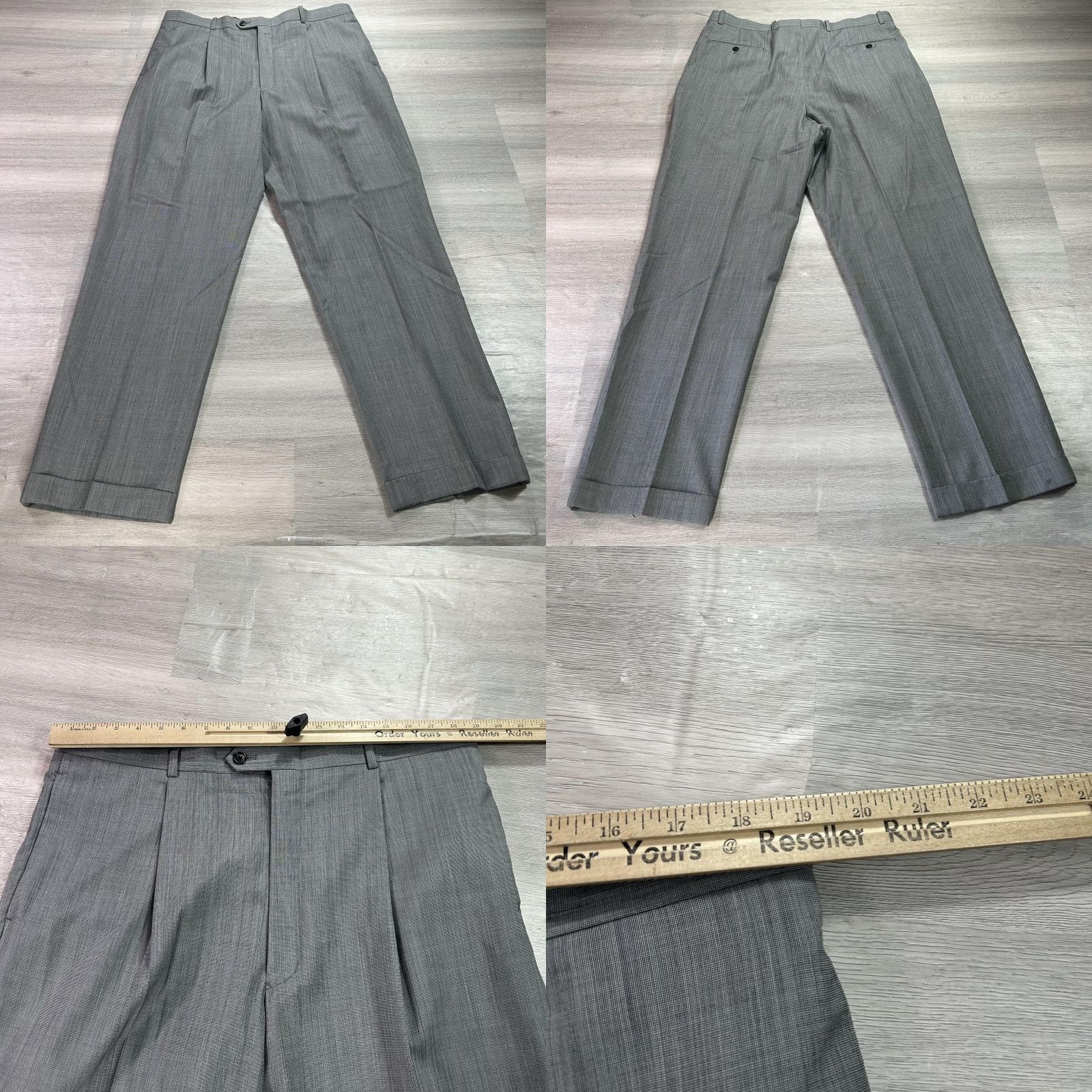 Alfani Alfani Mens 44L 2 Piece Suit Jacket Pants Gray Wool Cashmere Check Size 44R - 9 Thumbnail