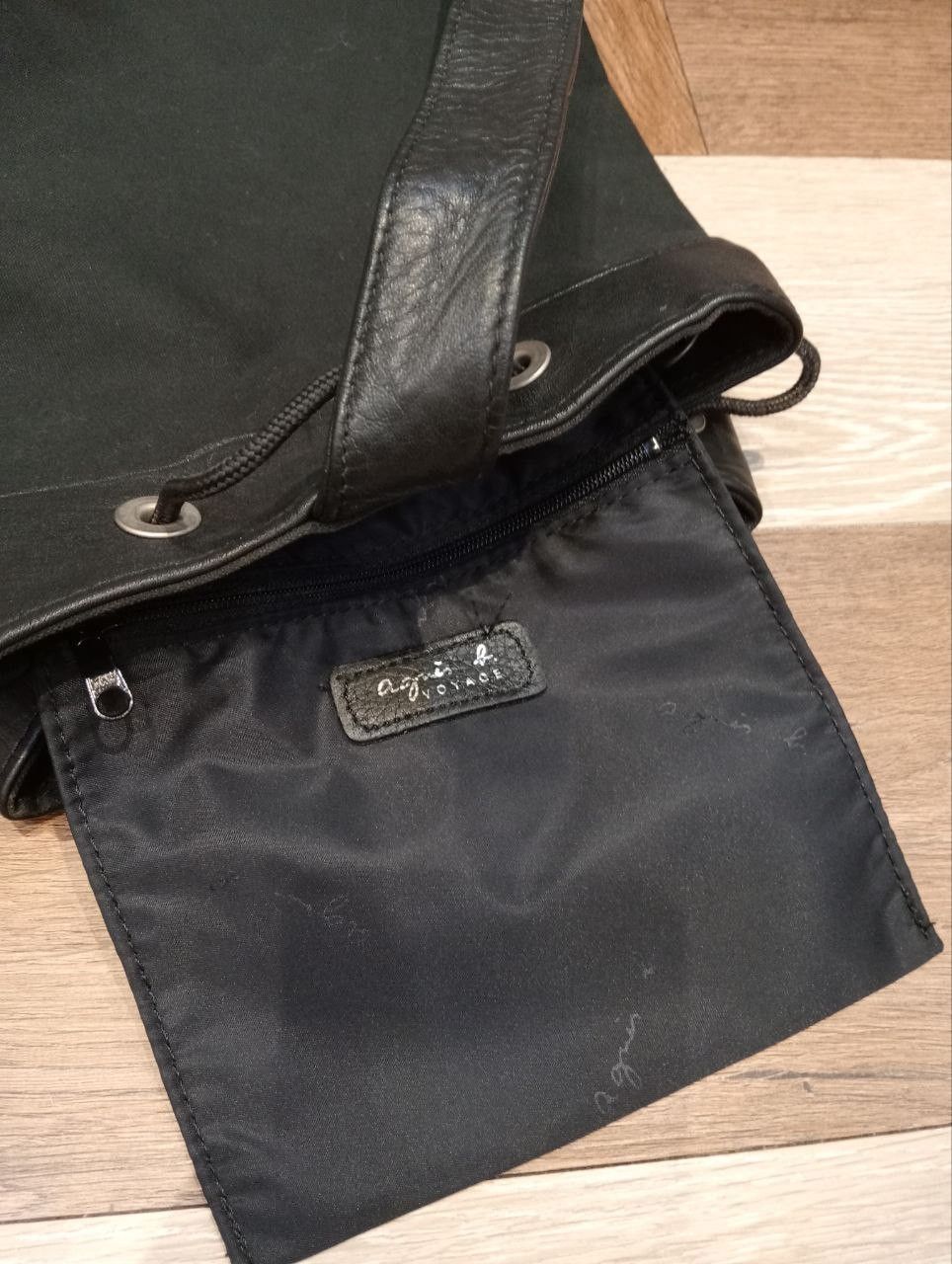 agnes b. AGNES B. VOYAGE BLACK CANVAS & LEATHER BUCKET BAG Size ONE SIZE - 7 Thumbnail