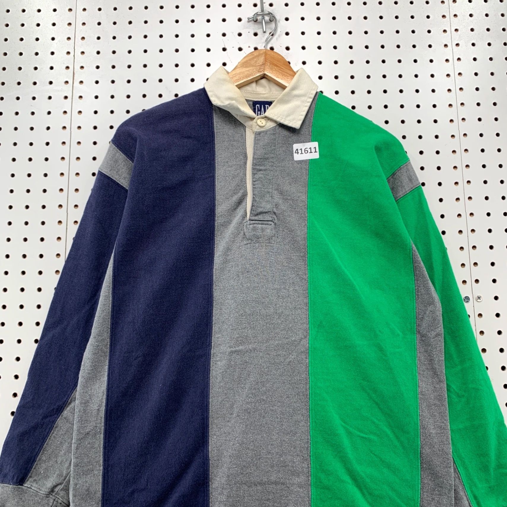 Gap Vintage Gap Rugby Polo Shirt Men Small Gray Horizontal Striped 90s Casual Summer Size US S / EU 44-46 / 1 - 4 Thumbnail