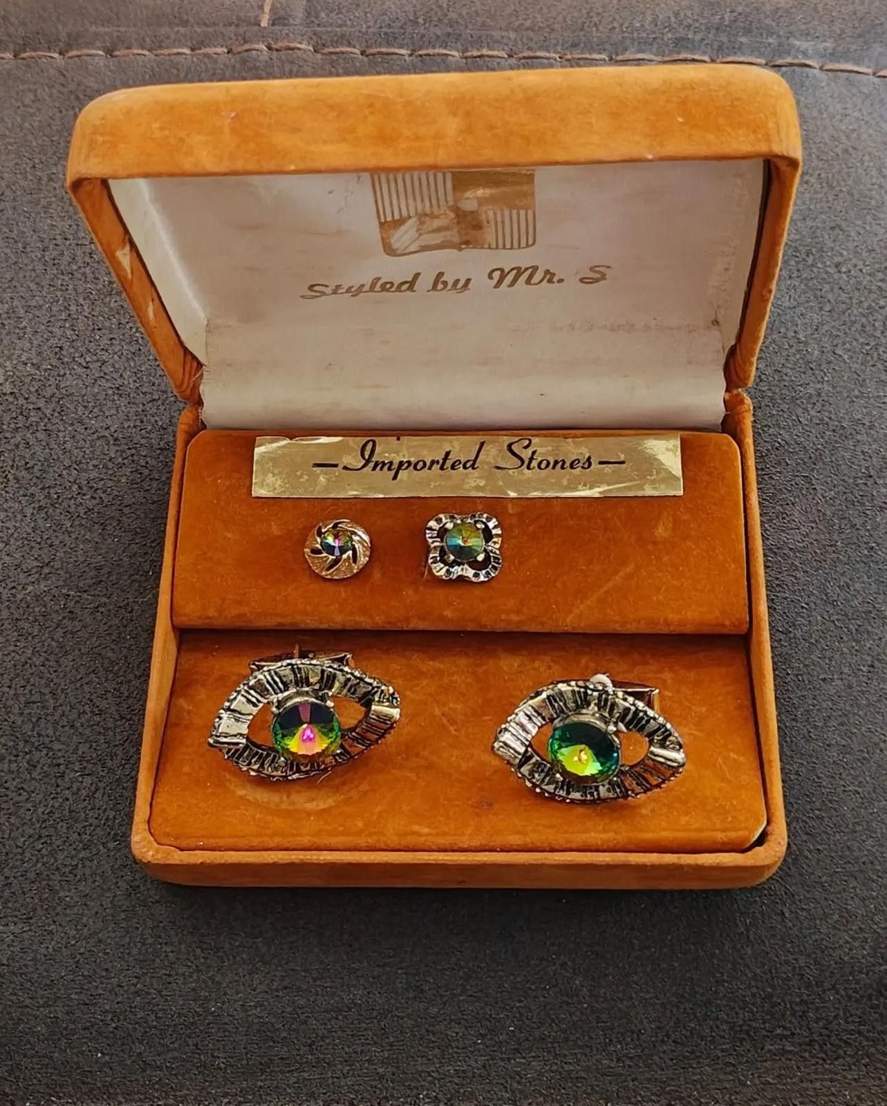 Other Mr. S Iridescent Rivoli Rhinestone cufflink tie stud set Size ONE SIZE - 1 Thumbnail