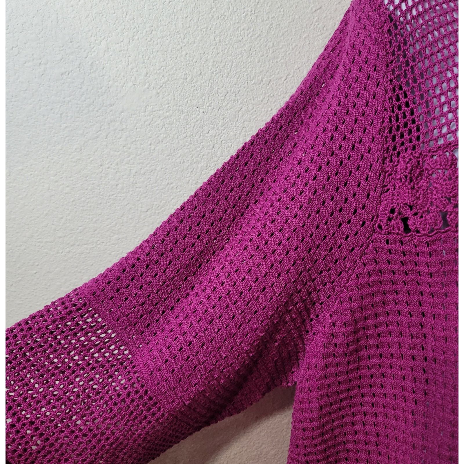 Other Roaman's Purple Open Knit V Neck Top 1X Plus Lightweight Size XXL / US 16-18 / IT 52-54 - 8 Thumbnail
