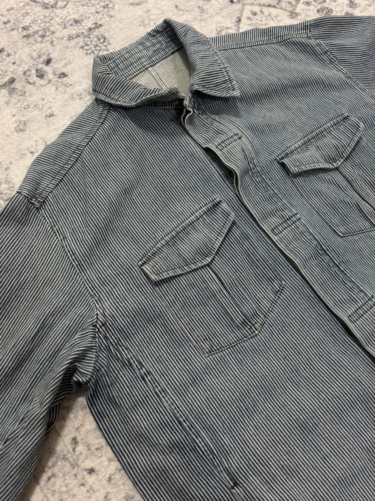 Japanese Brand VINTAGE BC FACTORY HICKORY SLASH POCKET JACKET Size US L / EU 52-54 / 3 - 4 Thumbnail