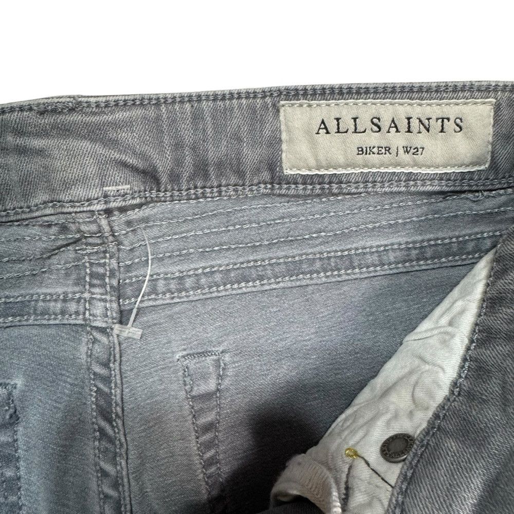 Allsaints New All Saints Biker Skinny Pale Grey Jeans Size 27 Size 27" / US 4 / IT 40 - 6 Thumbnail