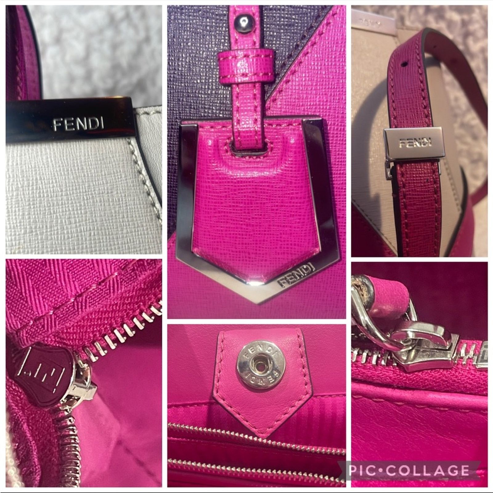 Fendi Fendi 2Jours Petite Geometric Satchel Magenta Multi Size ONE SIZE - 3 Thumbnail