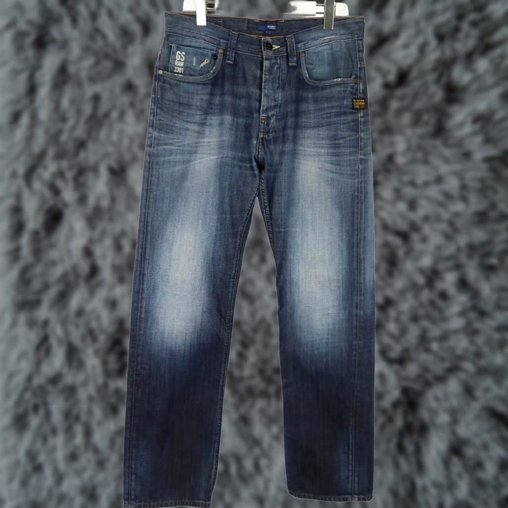G-Star G-Star Attacc Loose Jeans Men W33/L34 Blue Denim Faded Whiskers Button Fly Size US 33 - 1 Thumbnail