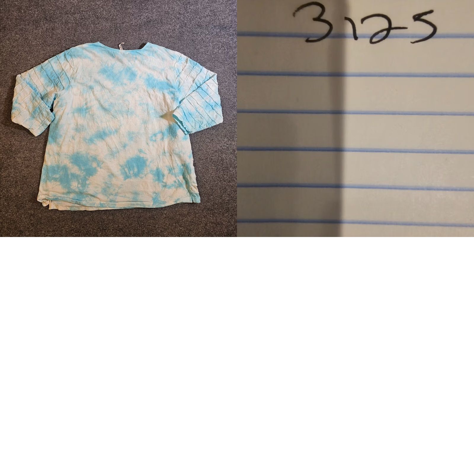 Vintage Lulu B Top Womens Large Blue 3/4 Sleeve Textured Tie Dye Round Neck Casual Basic Blouse Size L / US 10 / IT 46 - 8 Thumbnail