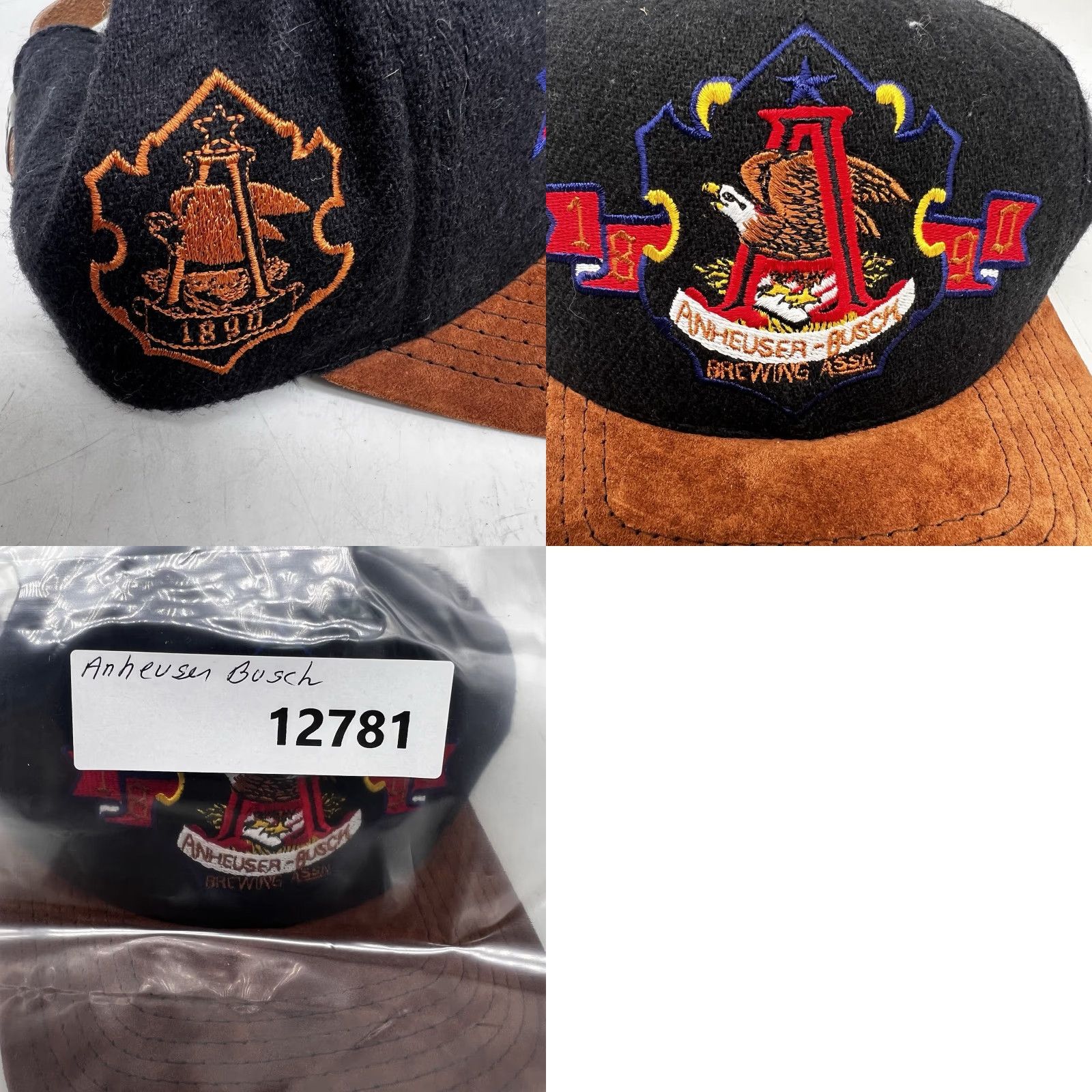 Vintage VINTAGE Anheurser Bush Baseball Cap One Size Black Wool Leather Collector's Edition Adjustable Men Black Cap 90s Beer Outdoor Size ONE SIZE - 8 Thumbnail