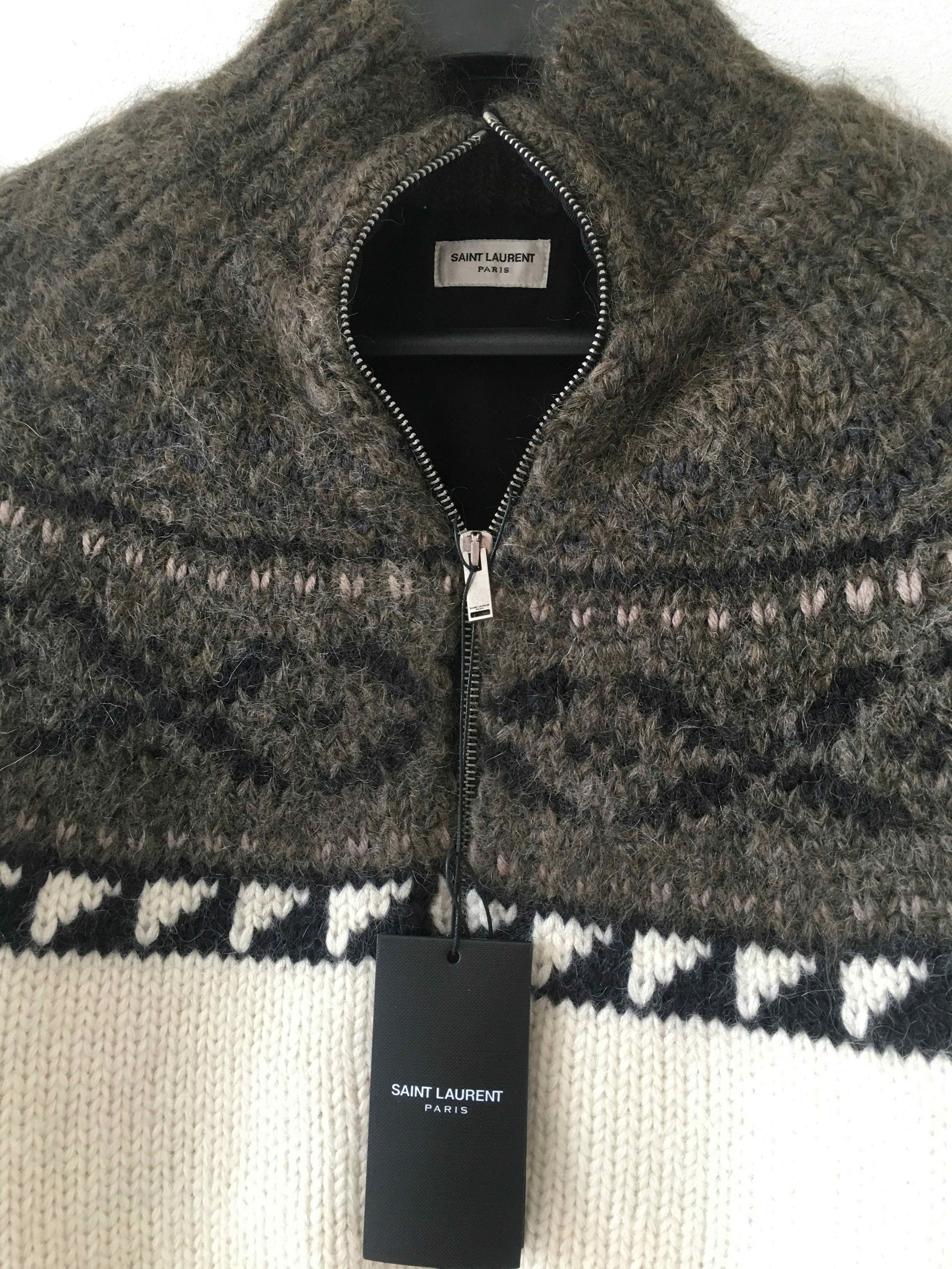 Saint Laurent Paris FW'18 Jacket Teddy Jacquard Knitted Size US M / EU 48-50 / 2 - 3 Thumbnail