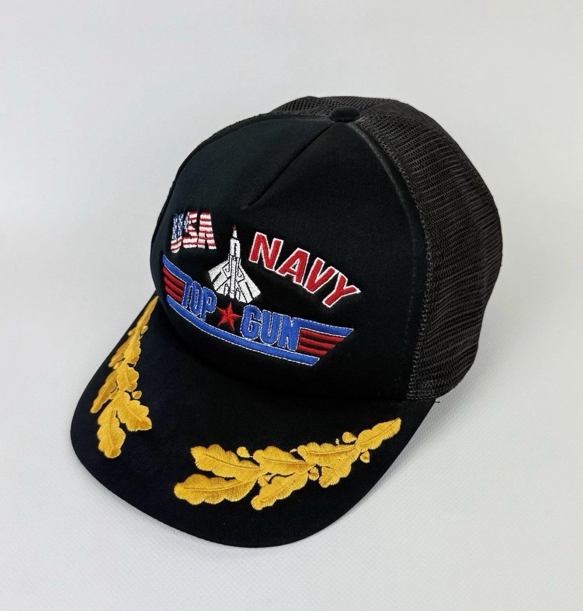 Vintage Vintage USA Navy Top Gun Tracker Cap Hat Black Top Snapback Size ONE SIZE - 1 Thumbnail