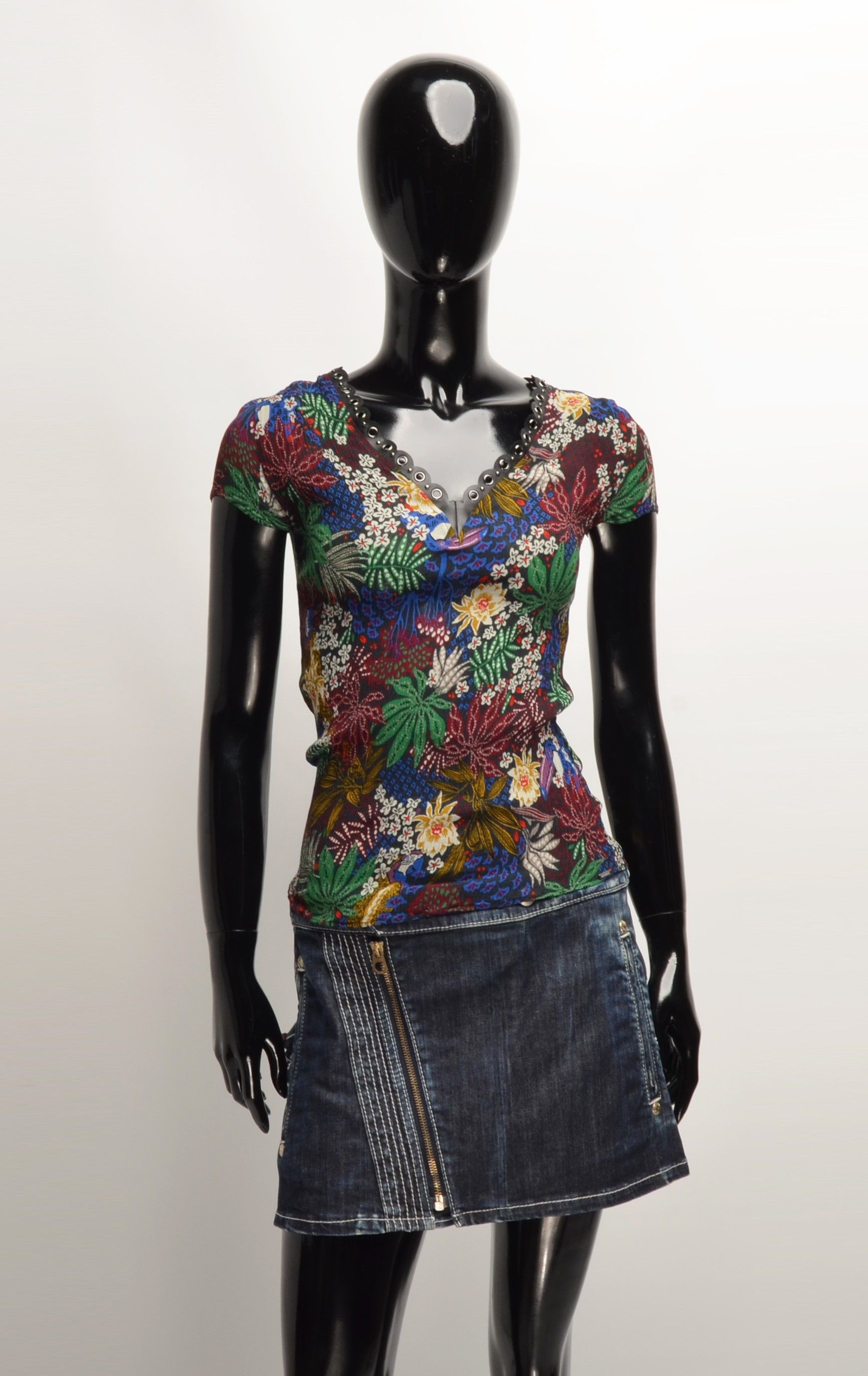 IKKS IKKS Silk Blend Pleated Flora Blouse Top Size S / US 4 / IT 40 - 1 Thumbnail